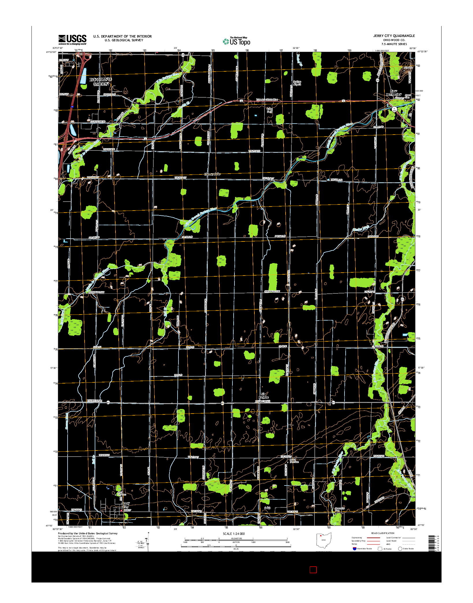 USGS US TOPO 7.5-MINUTE MAP FOR JERRY CITY, OH 2016