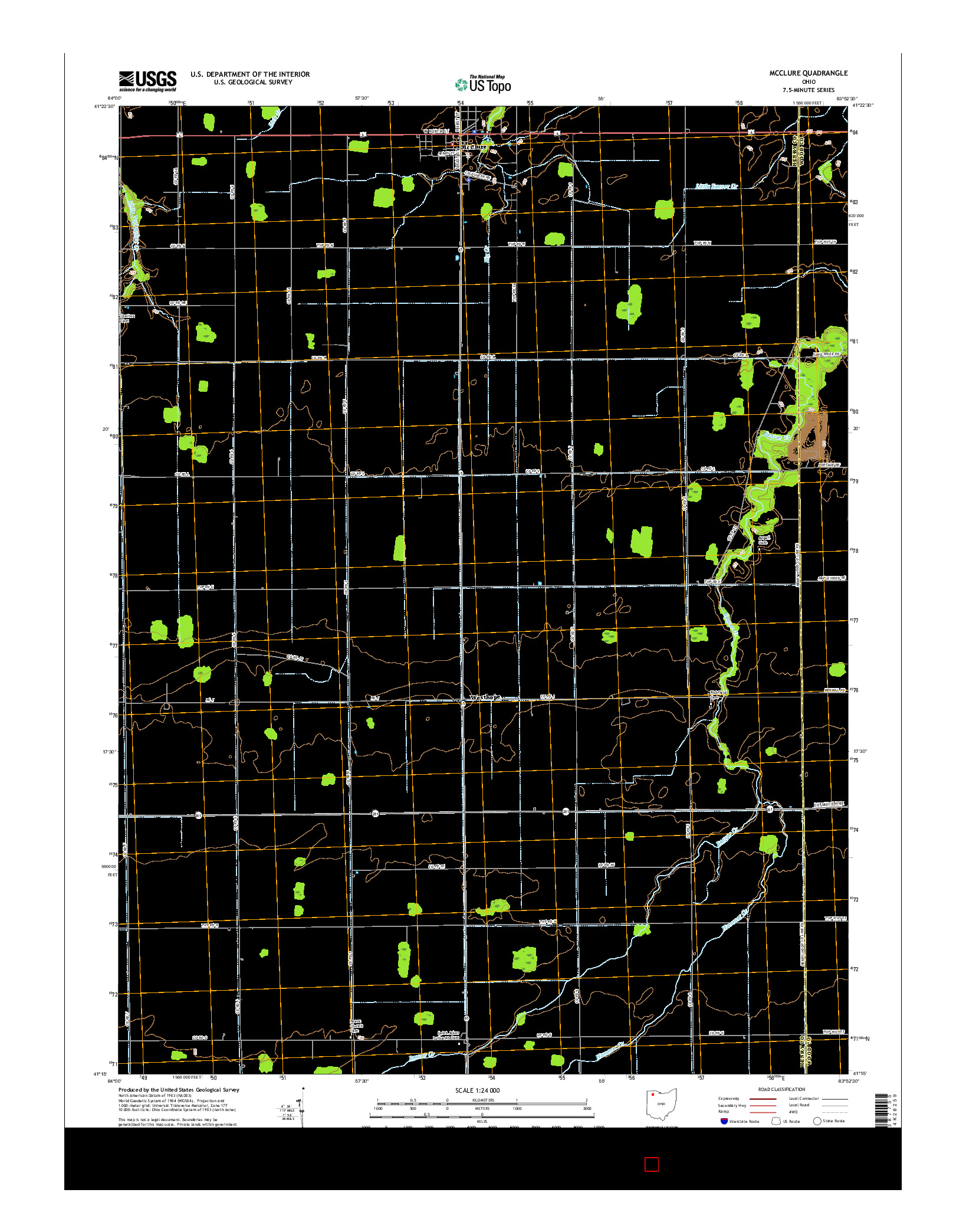 USGS US TOPO 7.5-MINUTE MAP FOR MCCLURE, OH 2016