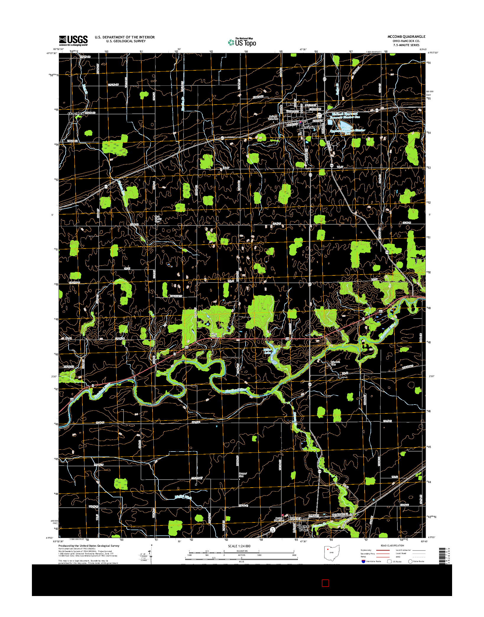 USGS US TOPO 7.5-MINUTE MAP FOR MCCOMB, OH 2016