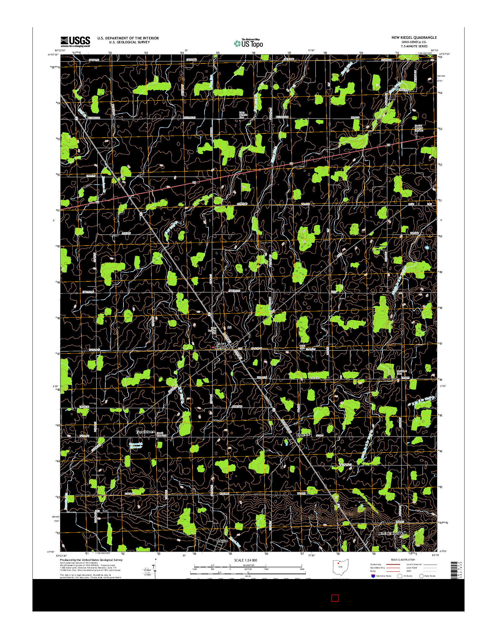 USGS US TOPO 7.5-MINUTE MAP FOR NEW RIEGEL, OH 2016