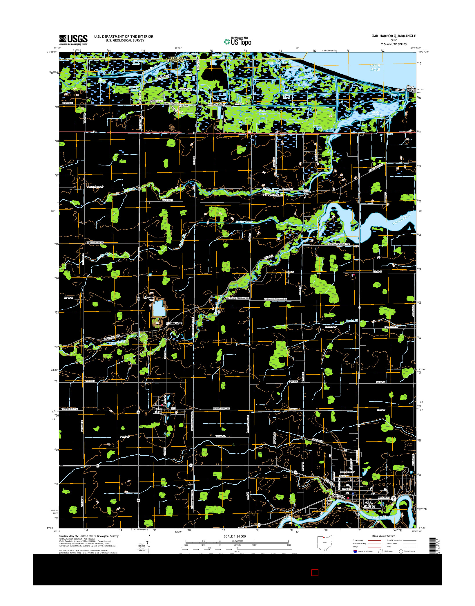 USGS US TOPO 7.5-MINUTE MAP FOR OAK HARBOR, OH 2016