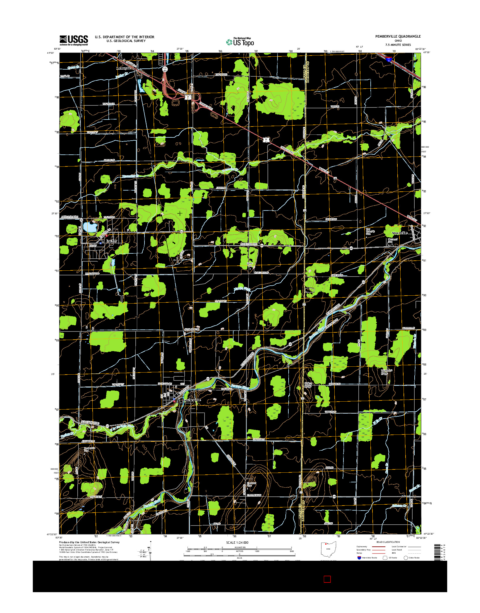 USGS US TOPO 7.5-MINUTE MAP FOR PEMBERVILLE, OH 2016