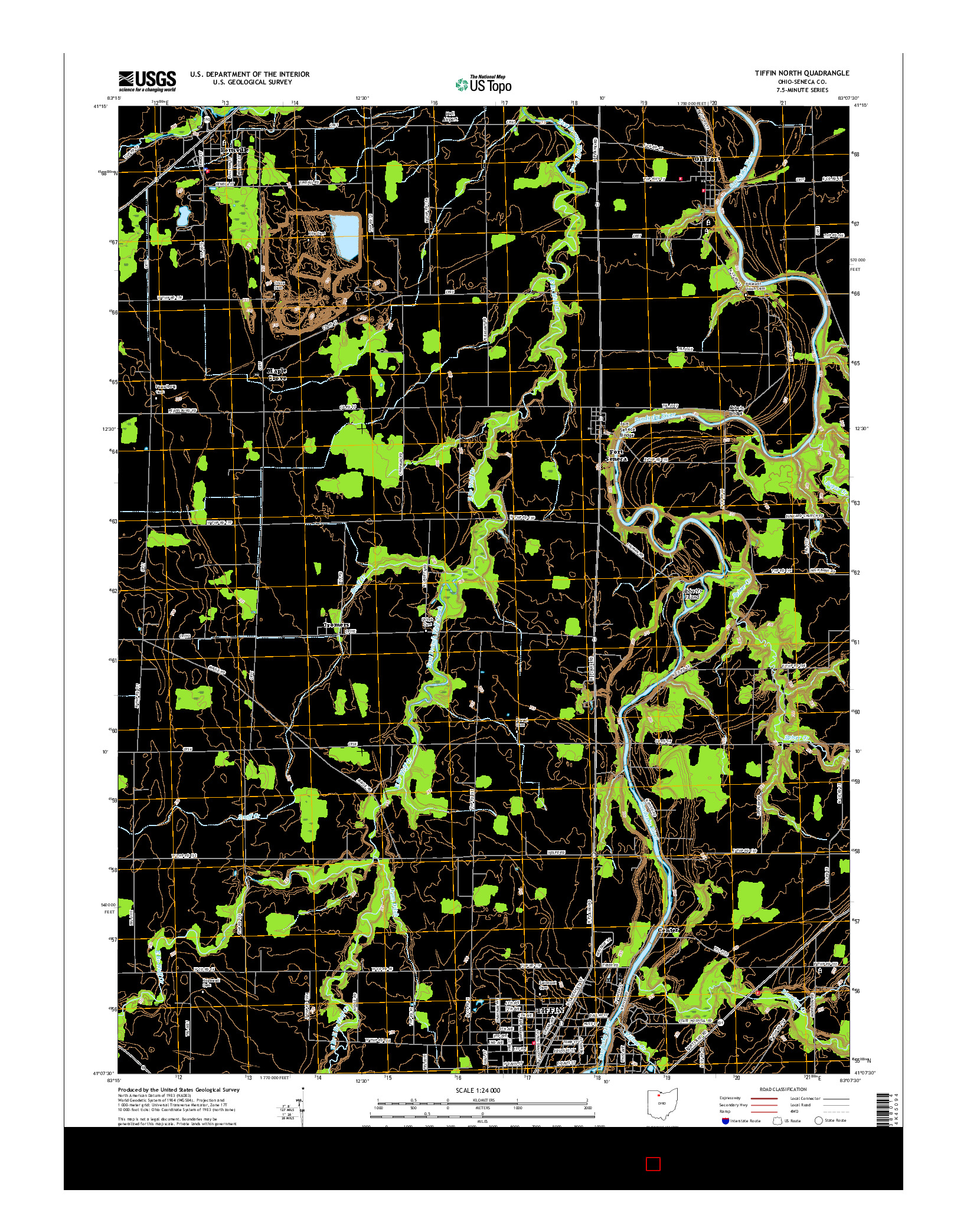 USGS US TOPO 7.5-MINUTE MAP FOR TIFFIN NORTH, OH 2016