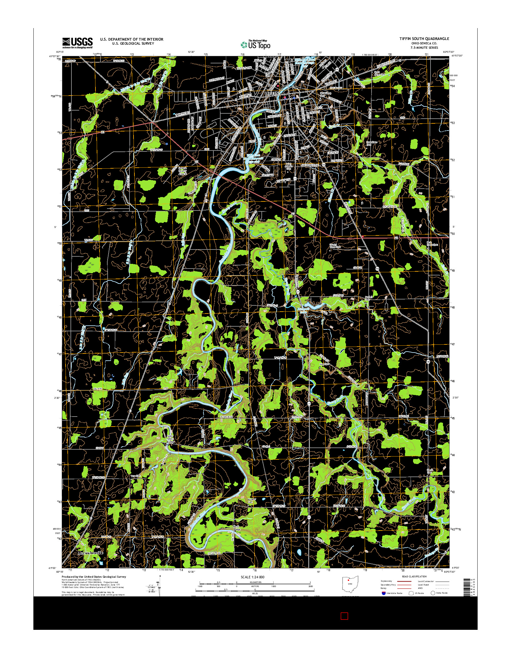 USGS US TOPO 7.5-MINUTE MAP FOR TIFFIN SOUTH, OH 2016