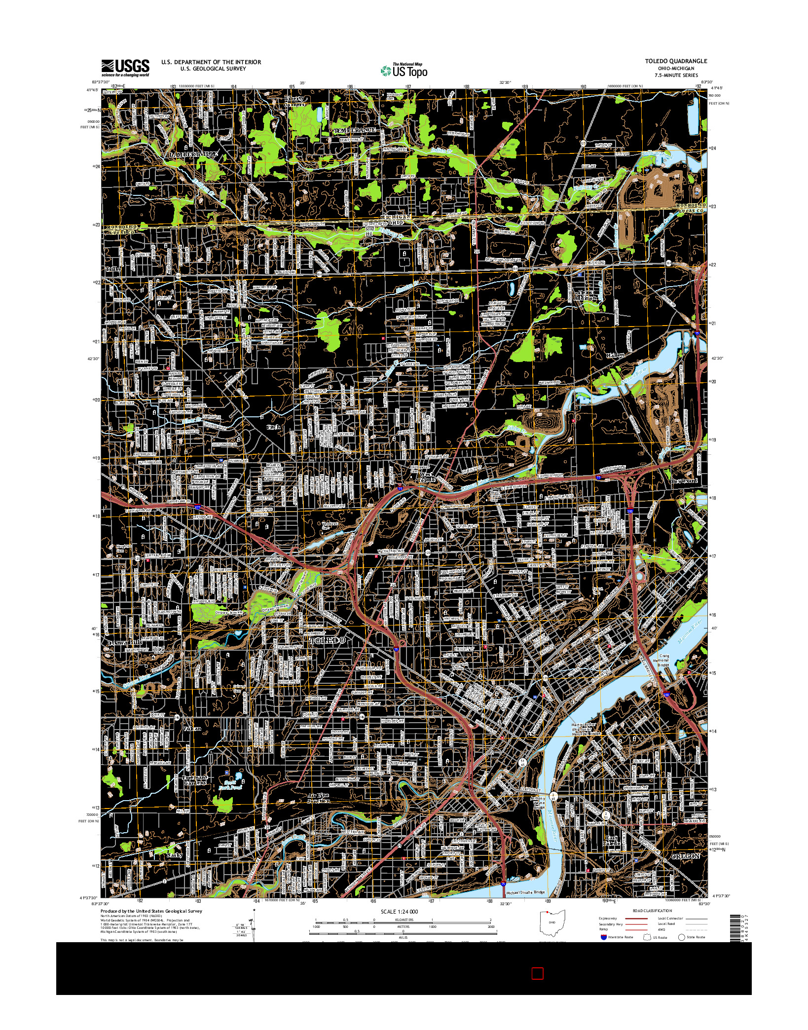 USGS US TOPO 7.5-MINUTE MAP FOR TOLEDO, OH-MI 2016