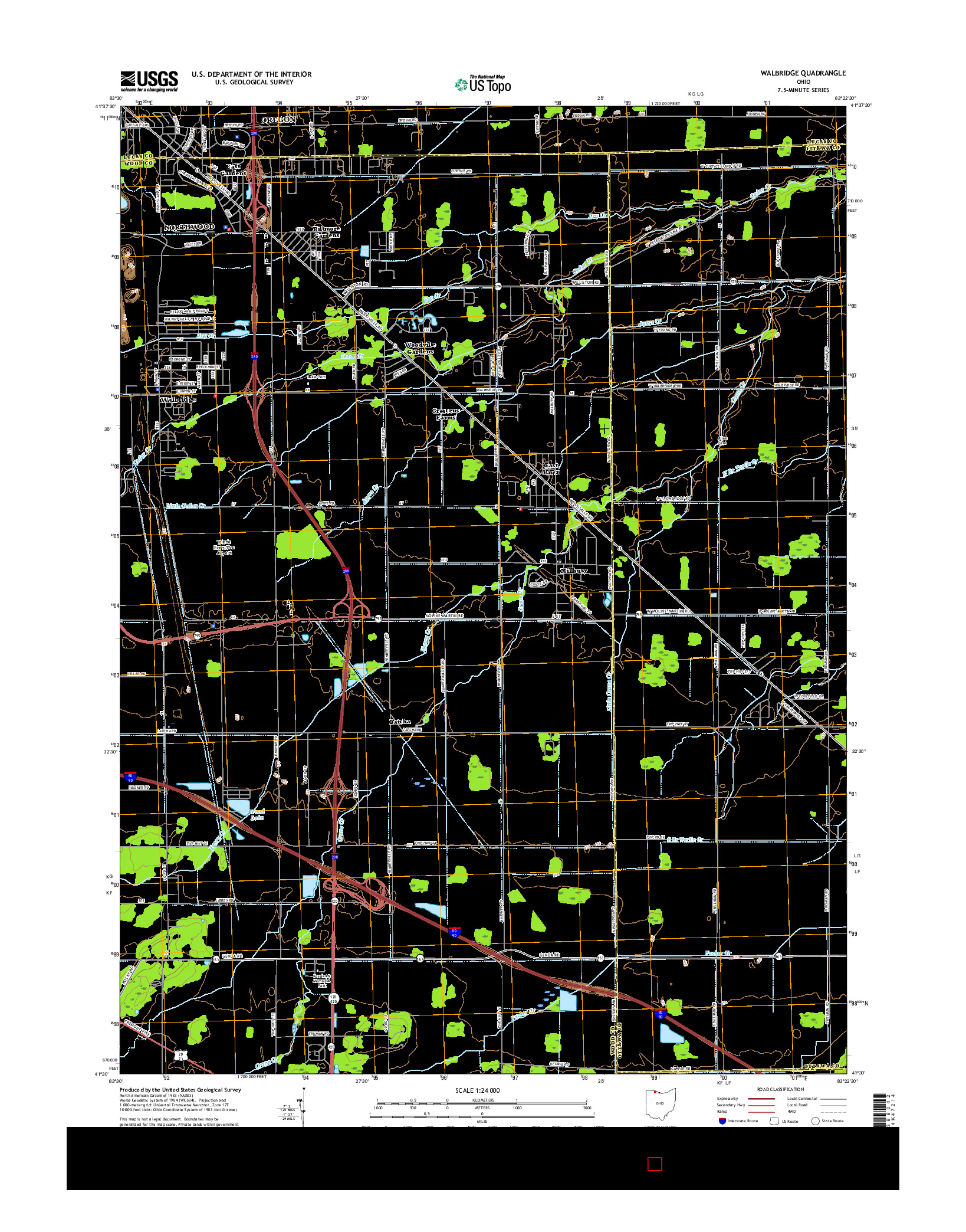 USGS US TOPO 7.5-MINUTE MAP FOR WALBRIDGE, OH 2016