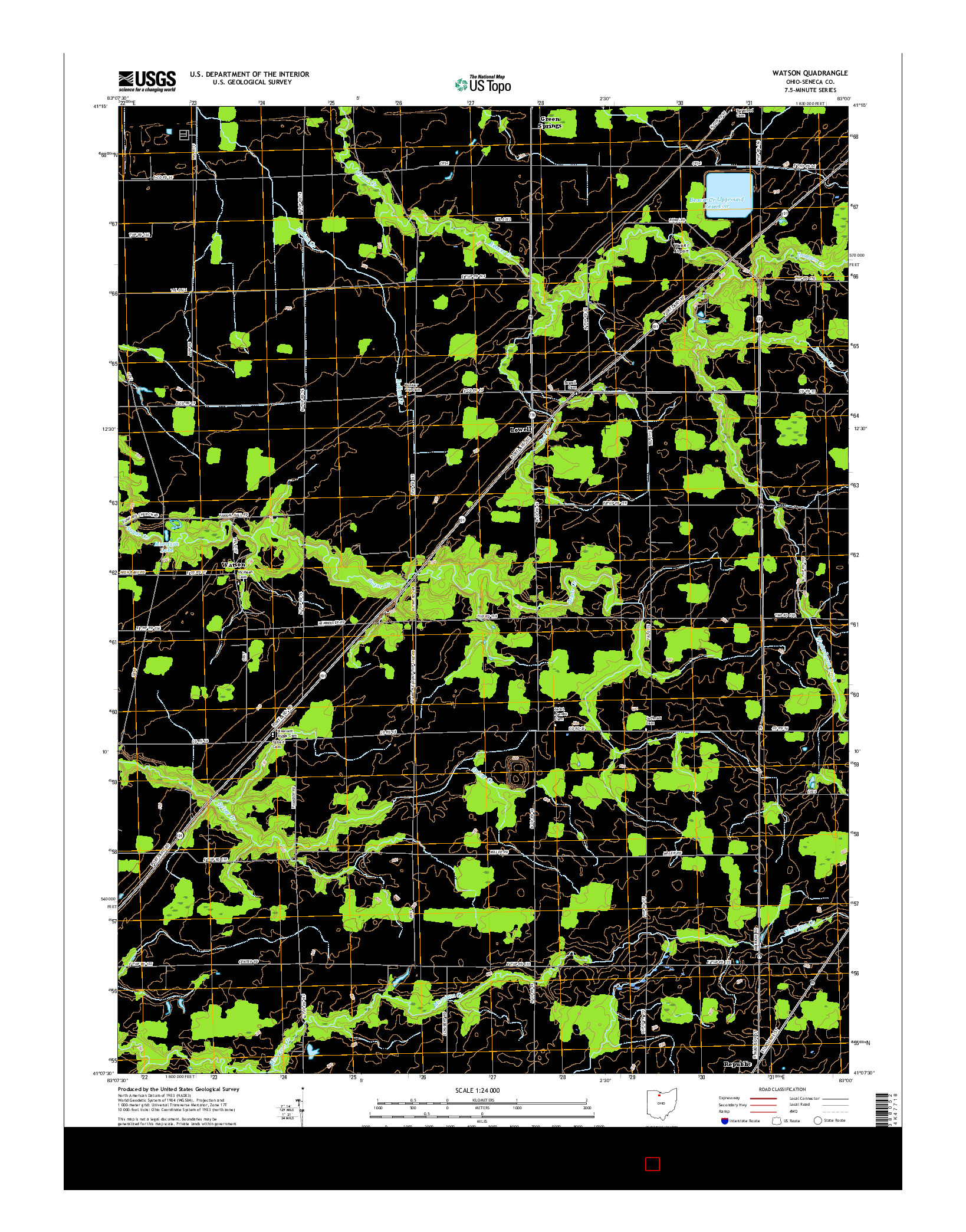 USGS US TOPO 7.5-MINUTE MAP FOR WATSON, OH 2016