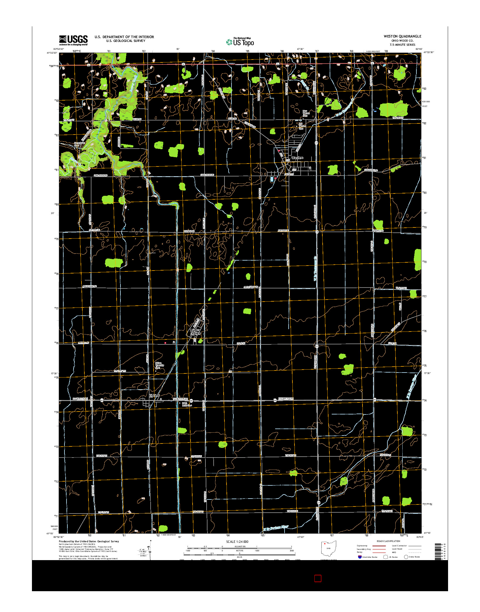 USGS US TOPO 7.5-MINUTE MAP FOR WESTON, OH 2016