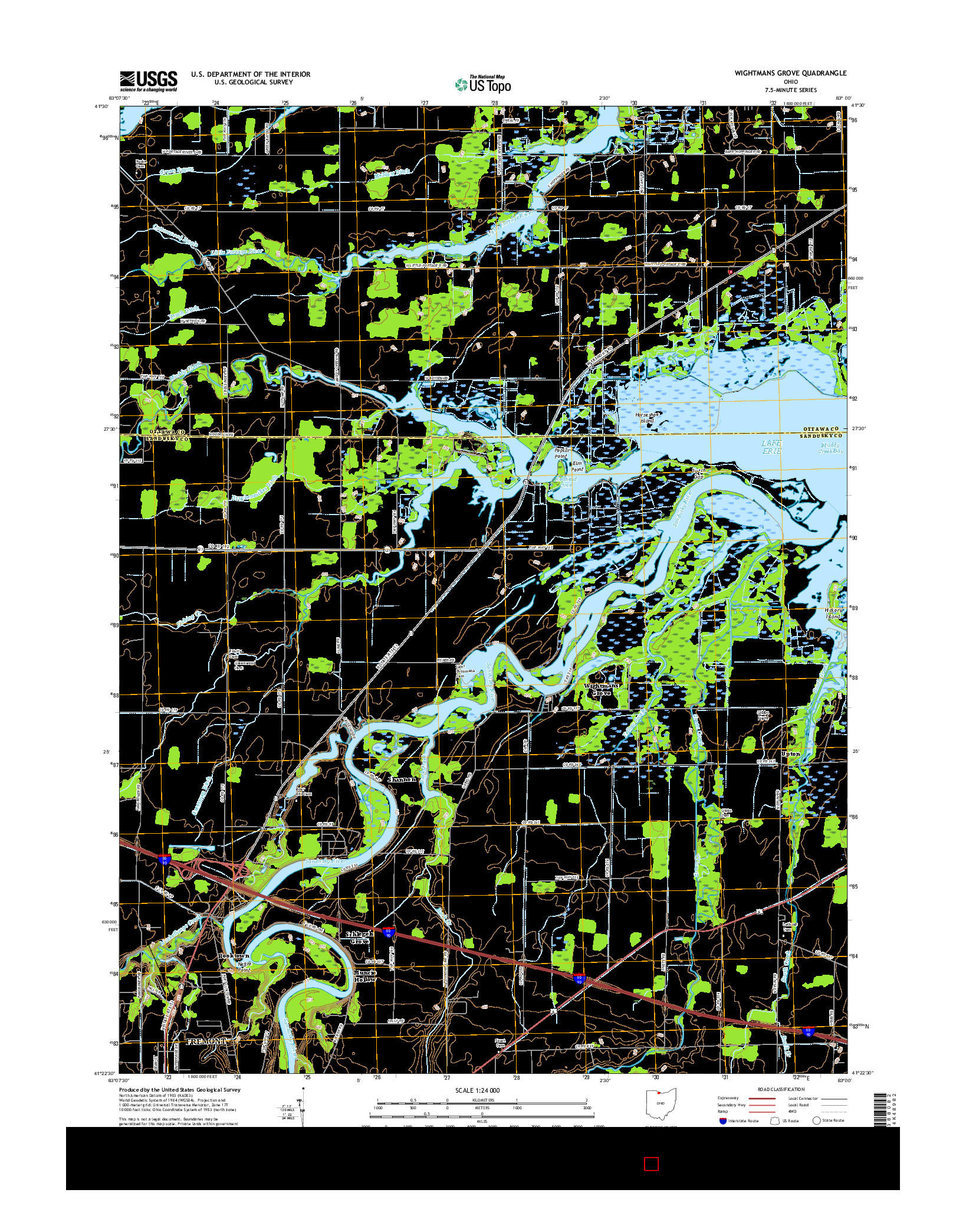 USGS US TOPO 7.5-MINUTE MAP FOR WIGHTMANS GROVE, OH 2016