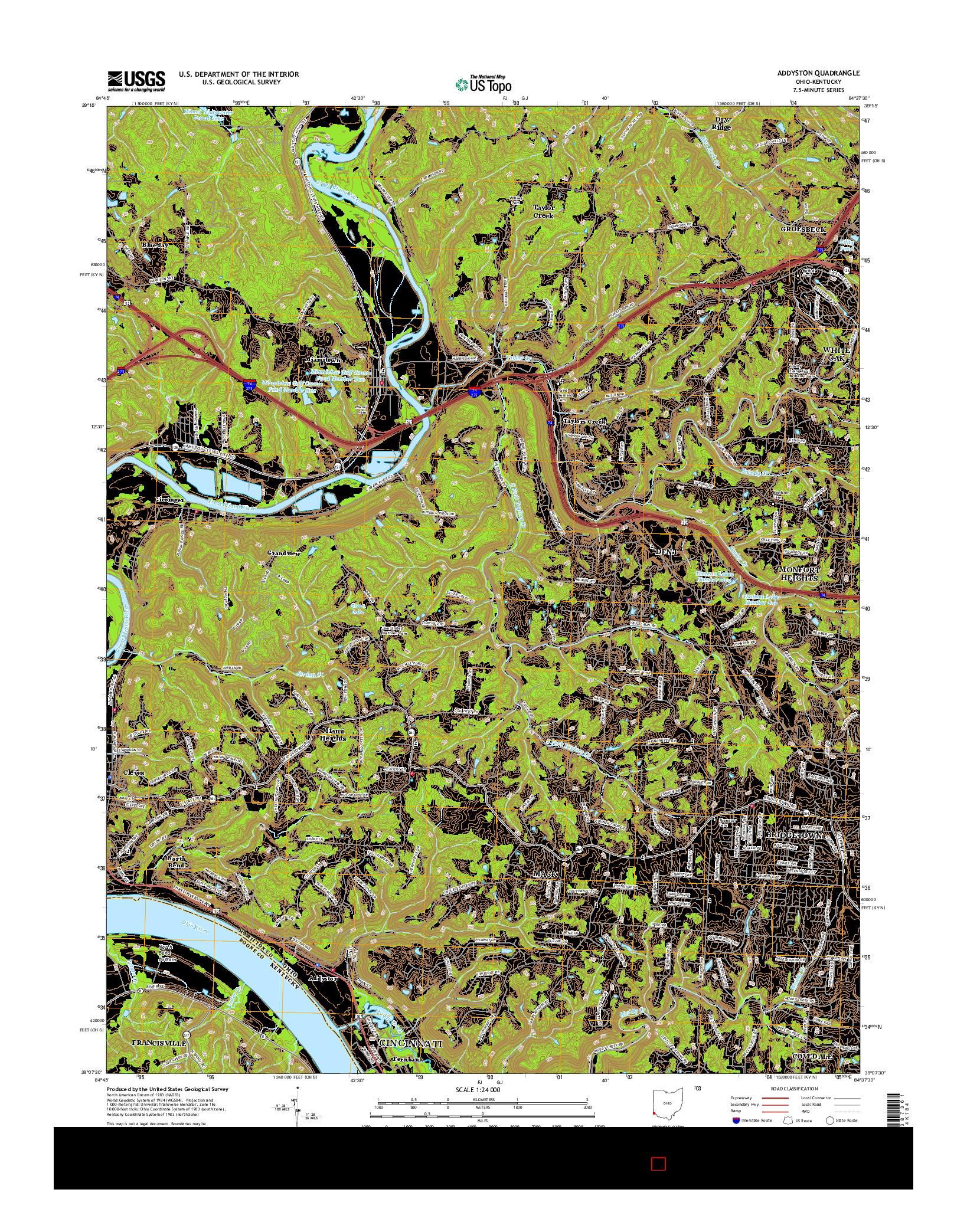 USGS US TOPO 7.5-MINUTE MAP FOR ADDYSTON, OH-KY 2016