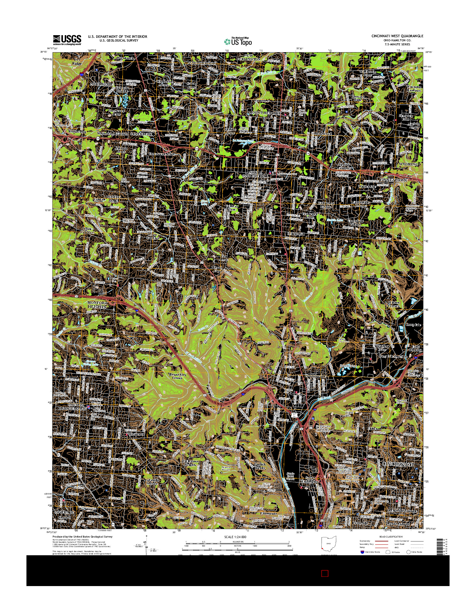 USGS US TOPO 7.5-MINUTE MAP FOR CINCINNATI WEST, OH 2016