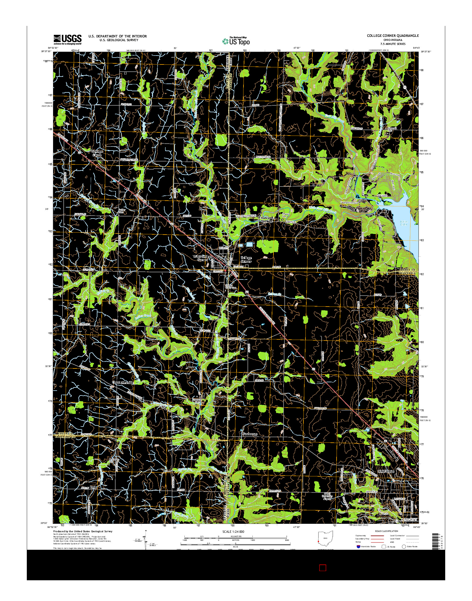 USGS US TOPO 7.5-MINUTE MAP FOR COLLEGE CORNER, OH-IN 2016