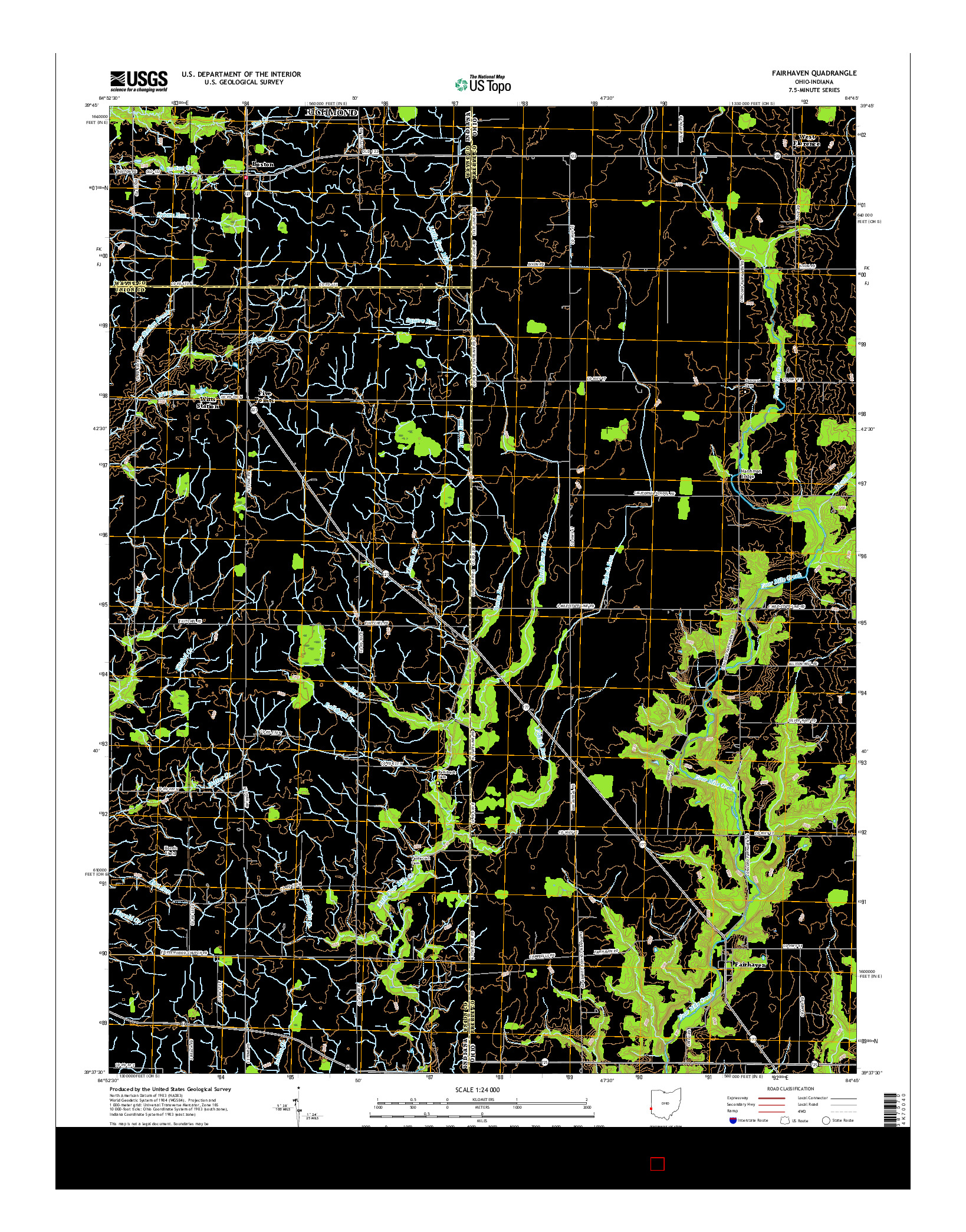USGS US TOPO 7.5-MINUTE MAP FOR FAIRHAVEN, OH-IN 2016