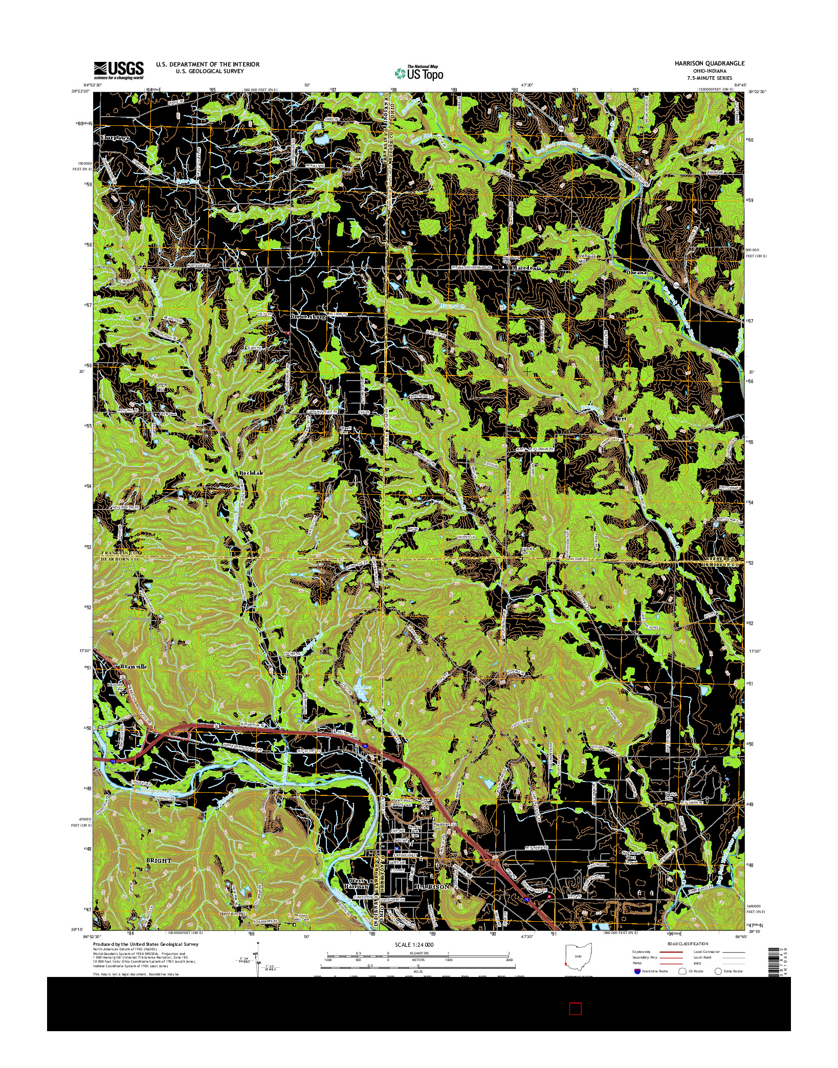 USGS US TOPO 7.5-MINUTE MAP FOR HARRISON, OH-IN 2016