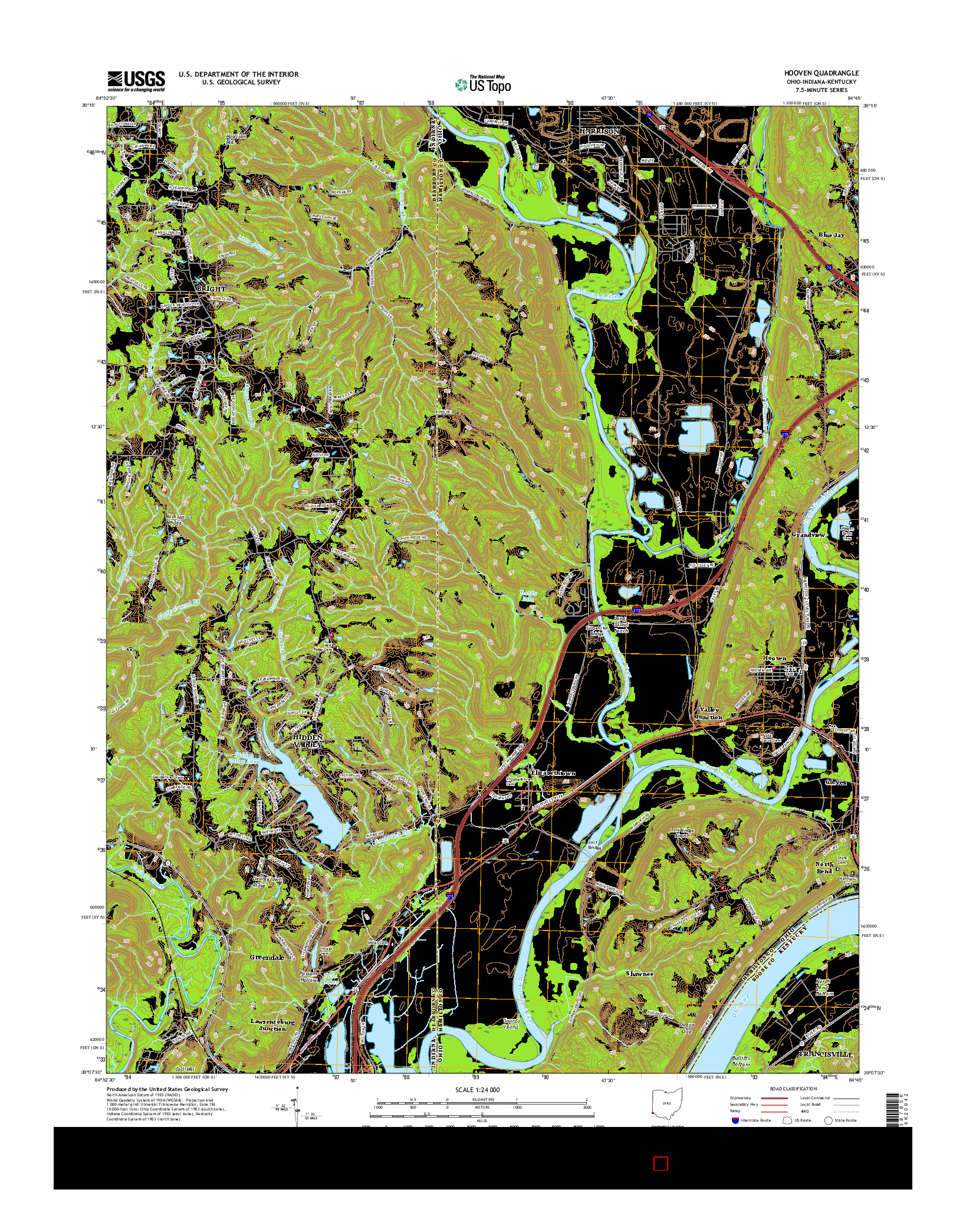 USGS US TOPO 7.5-MINUTE MAP FOR HOOVEN, OH-IN-KY 2016