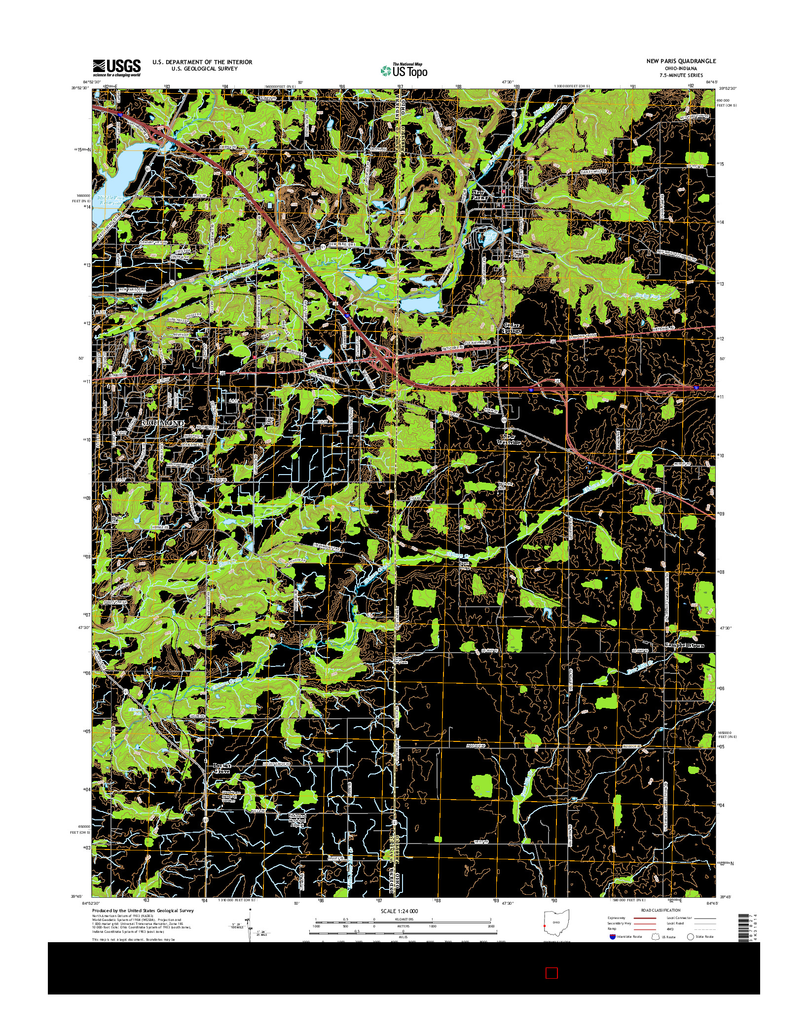 USGS US TOPO 7.5-MINUTE MAP FOR NEW PARIS, OH-IN 2016