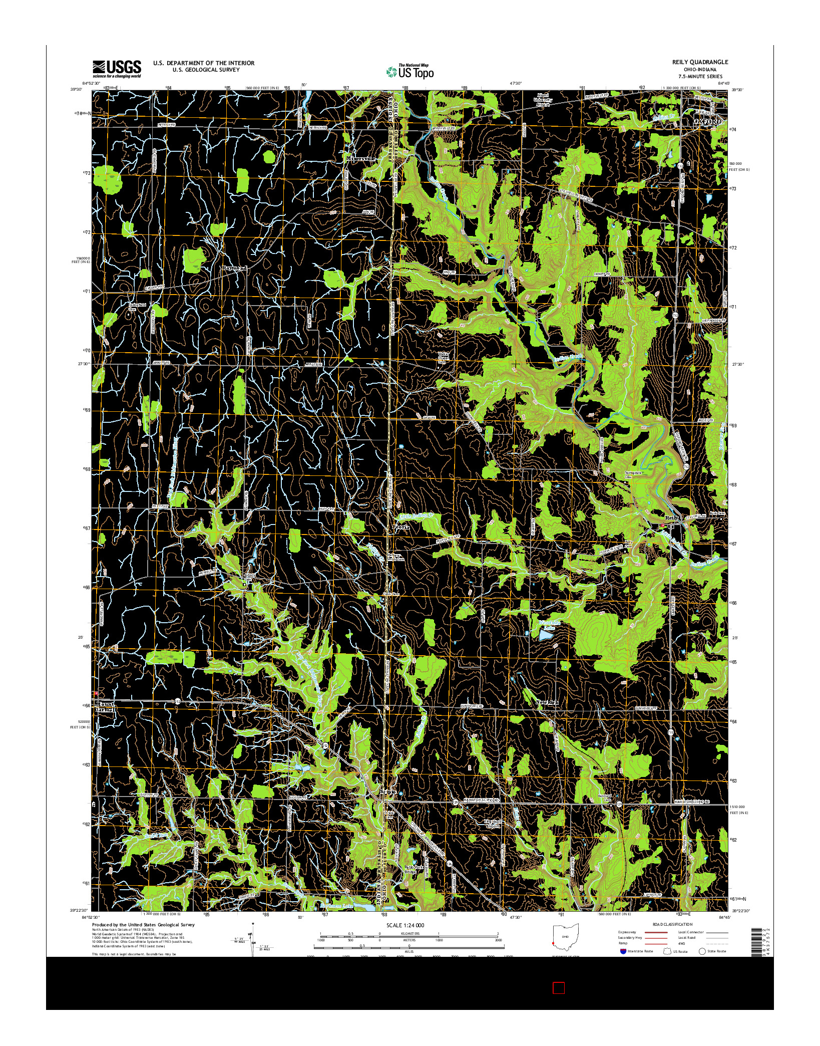 USGS US TOPO 7.5-MINUTE MAP FOR REILY, OH-IN 2016