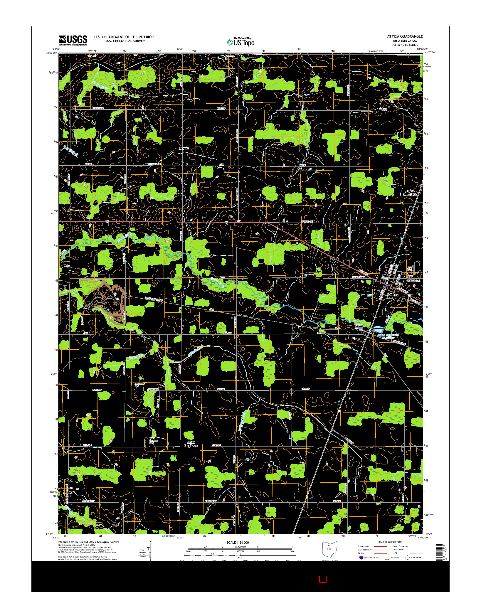 USGS US TOPO 7.5-MINUTE MAP FOR ATTICA, OH 2016