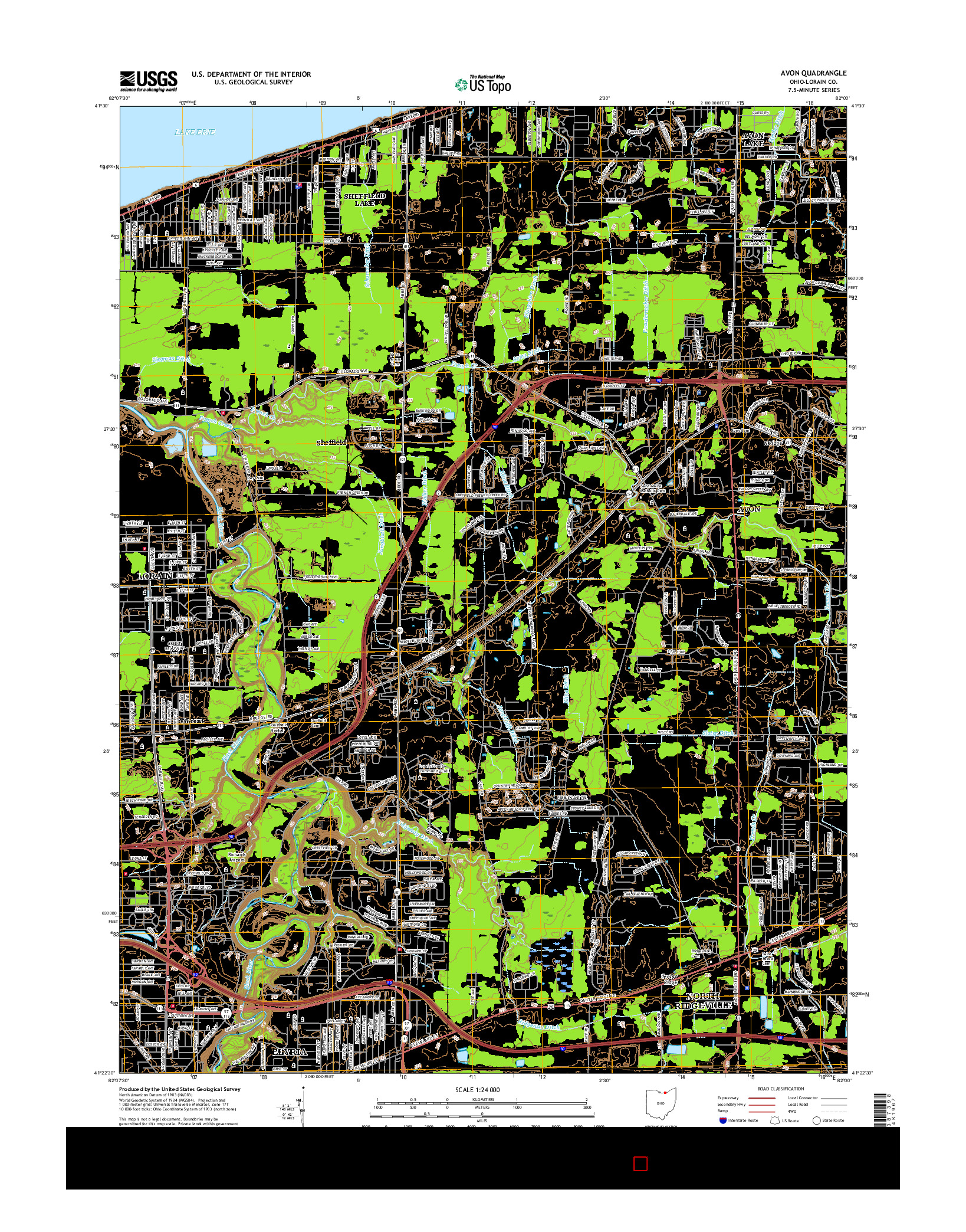 USGS US TOPO 7.5-MINUTE MAP FOR AVON, OH 2016