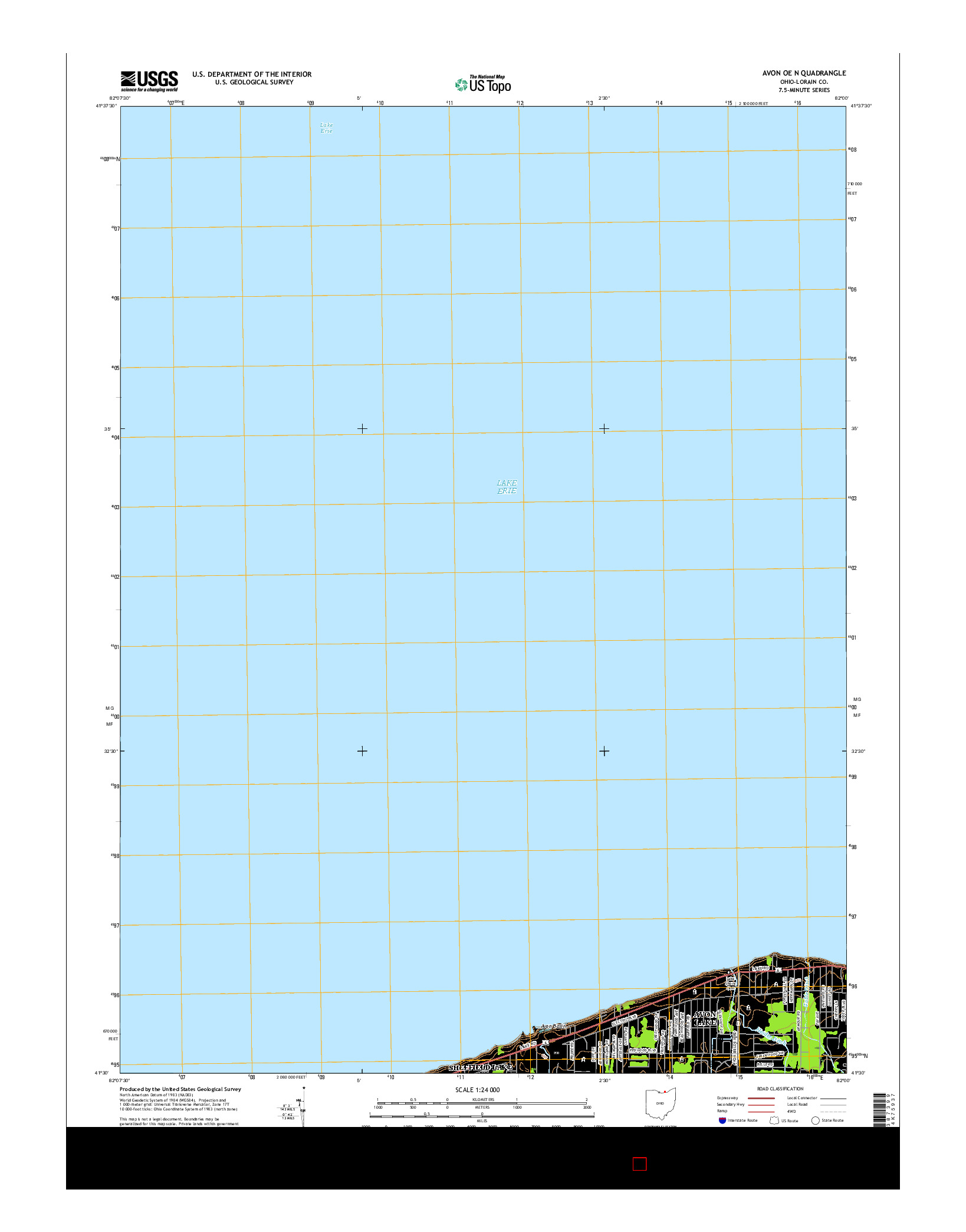 USGS US TOPO 7.5-MINUTE MAP FOR AVON OE N, OH 2016