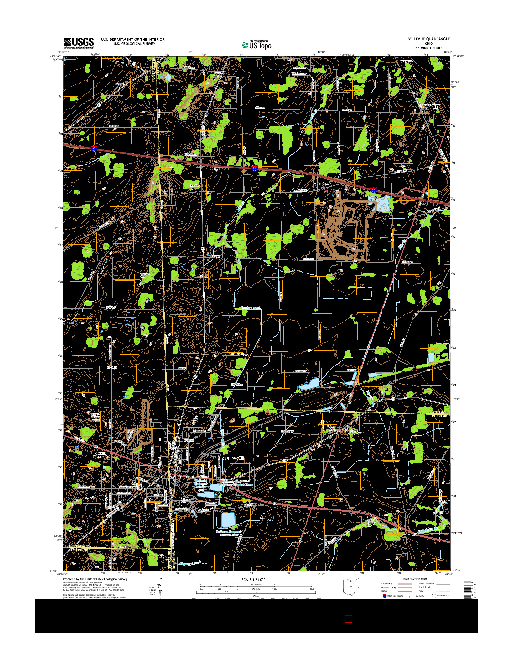 USGS US TOPO 7.5-MINUTE MAP FOR BELLEVUE, OH 2016