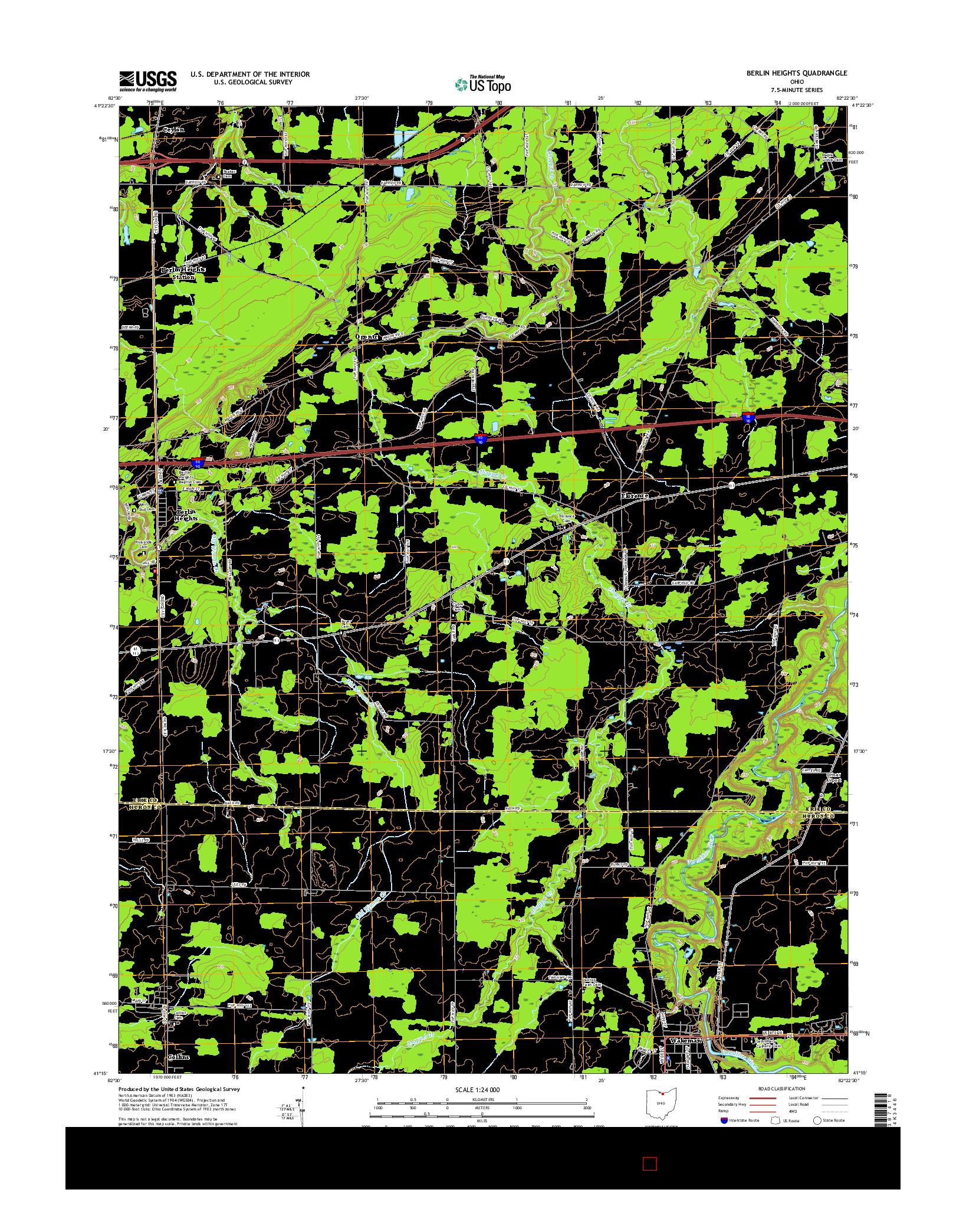 USGS US TOPO 7.5-MINUTE MAP FOR BERLIN HEIGHTS, OH 2016