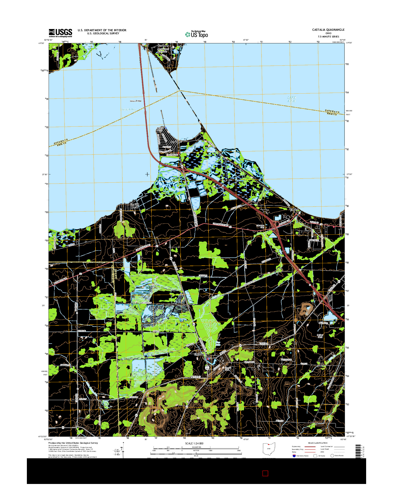 USGS US TOPO 7.5-MINUTE MAP FOR CASTALIA, OH 2016