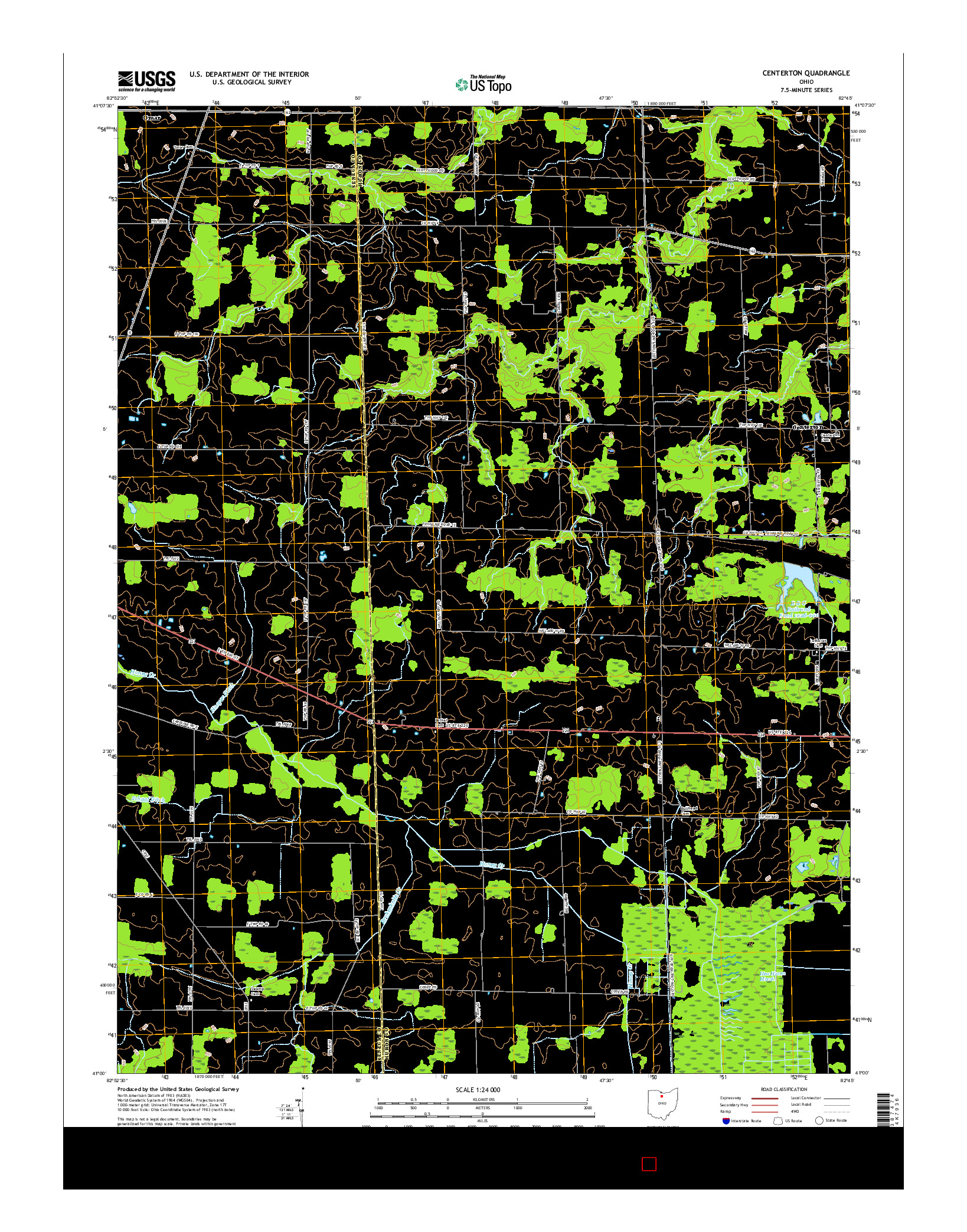 USGS US TOPO 7.5-MINUTE MAP FOR CENTERTON, OH 2016