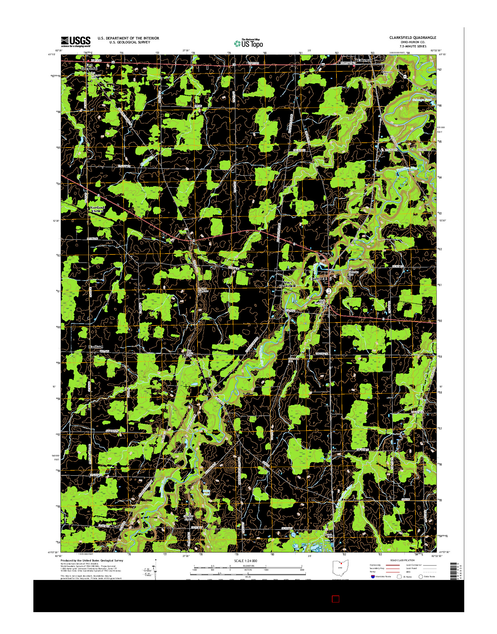 USGS US TOPO 7.5-MINUTE MAP FOR CLARKSFIELD, OH 2016