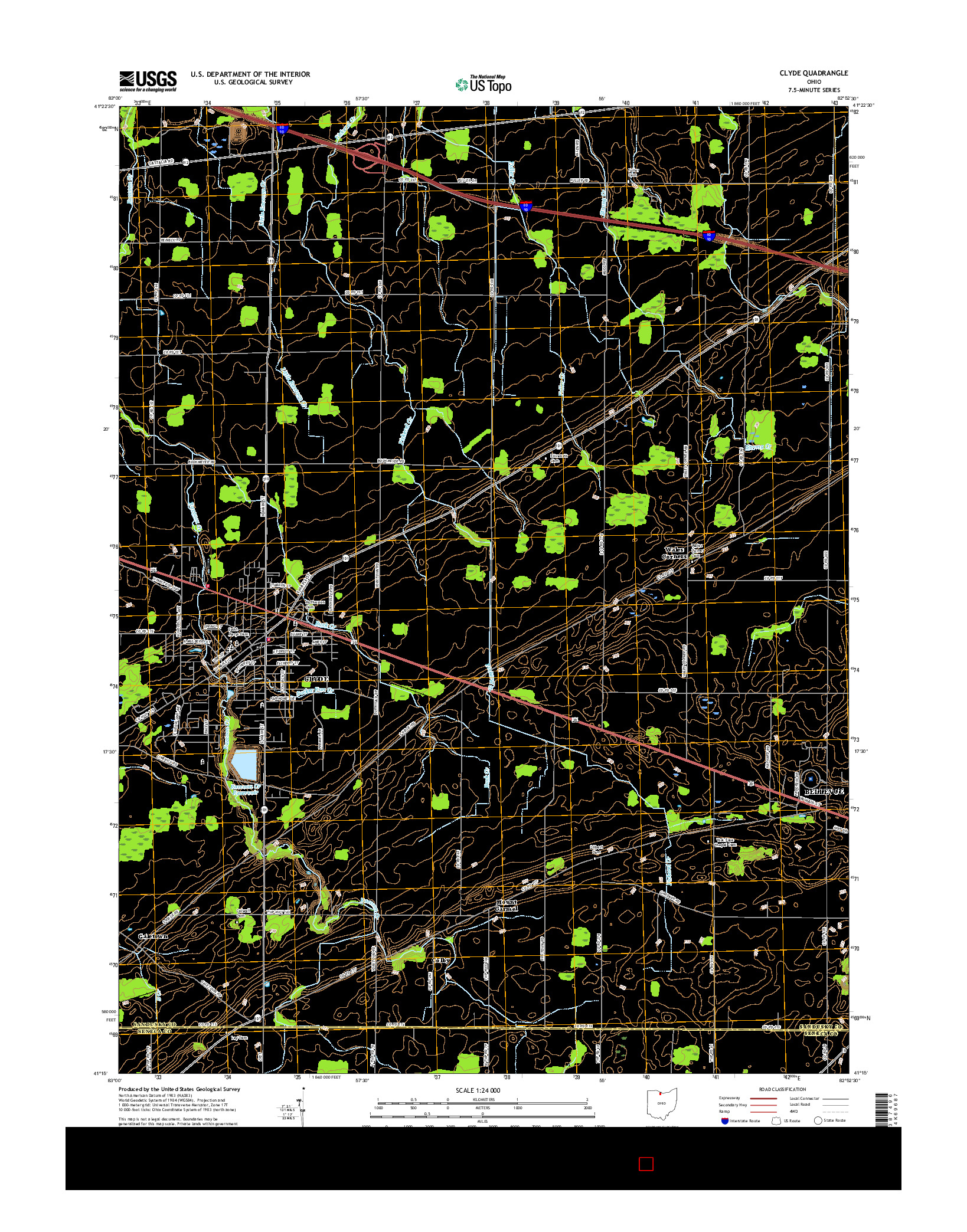 USGS US TOPO 7.5-MINUTE MAP FOR CLYDE, OH 2016