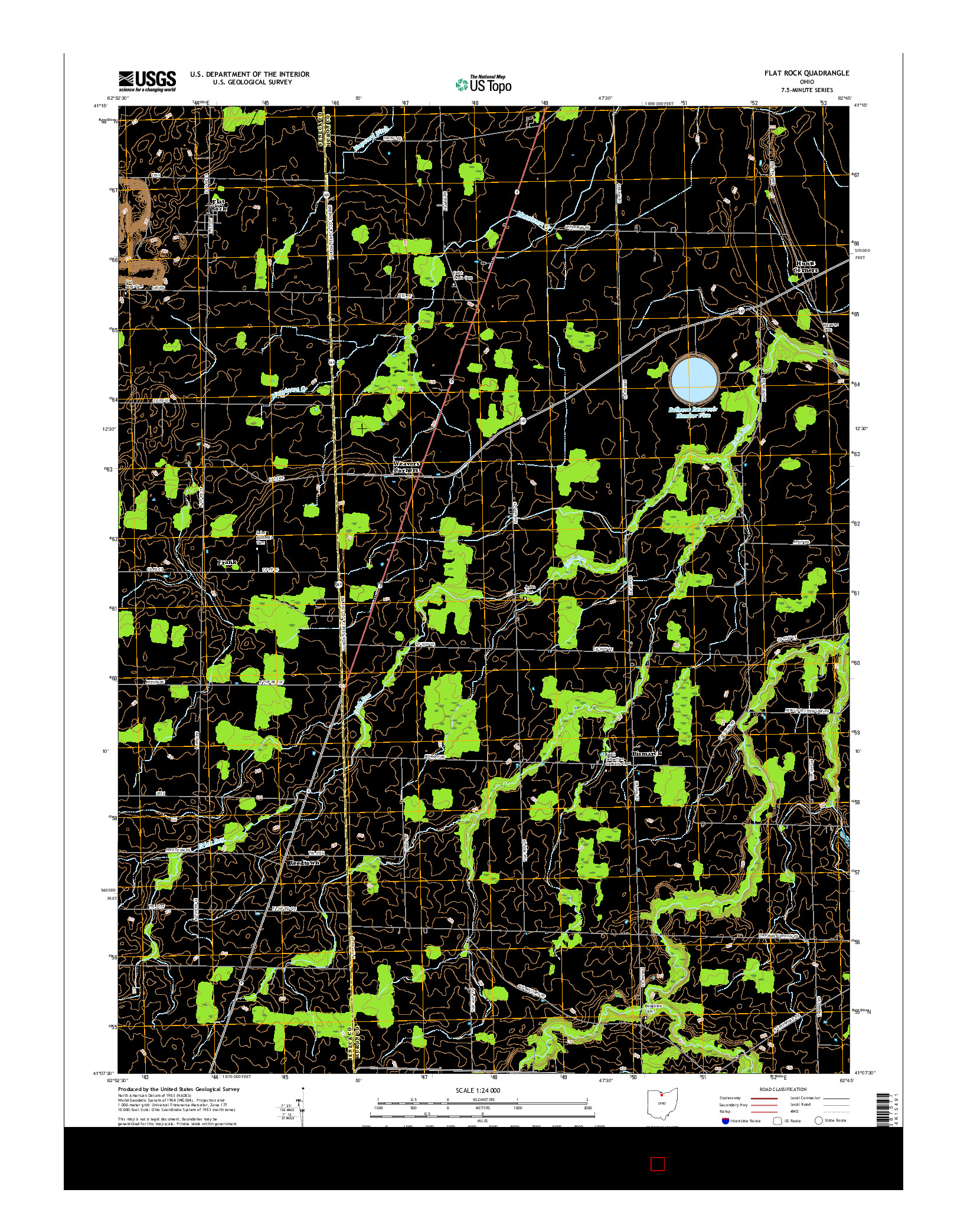 USGS US TOPO 7.5-MINUTE MAP FOR FLAT ROCK, OH 2016