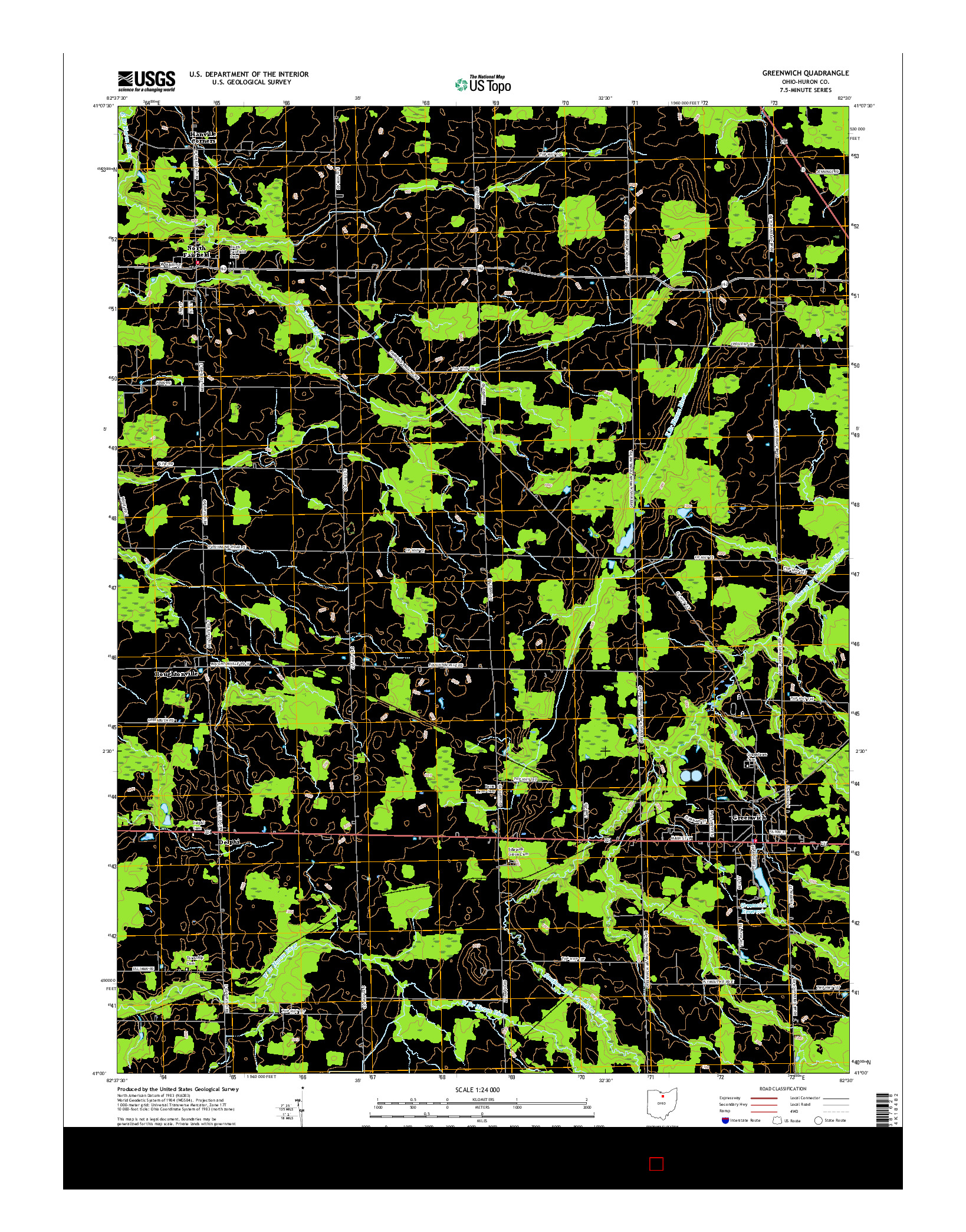 USGS US TOPO 7.5-MINUTE MAP FOR GREENWICH, OH 2016