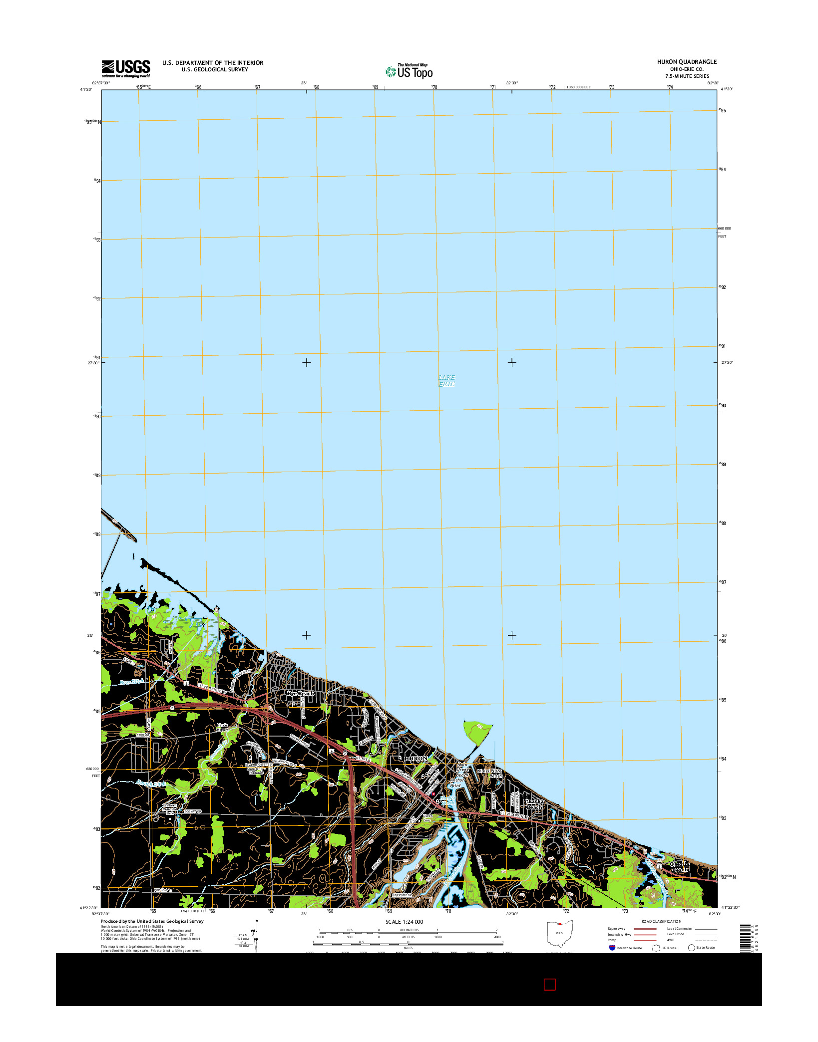 USGS US TOPO 7.5-MINUTE MAP FOR HURON, OH 2016