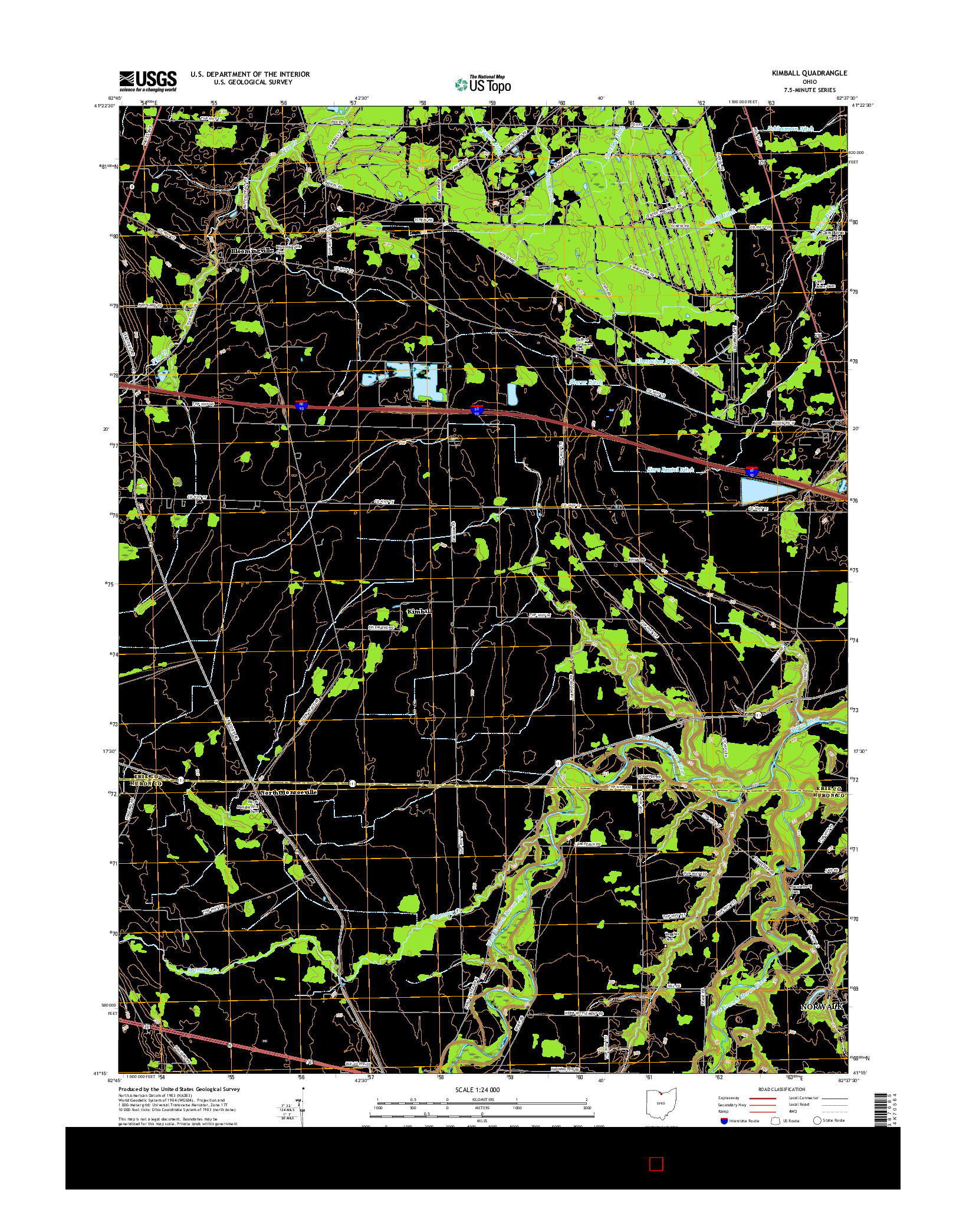 USGS US TOPO 7.5-MINUTE MAP FOR KIMBALL, OH 2016