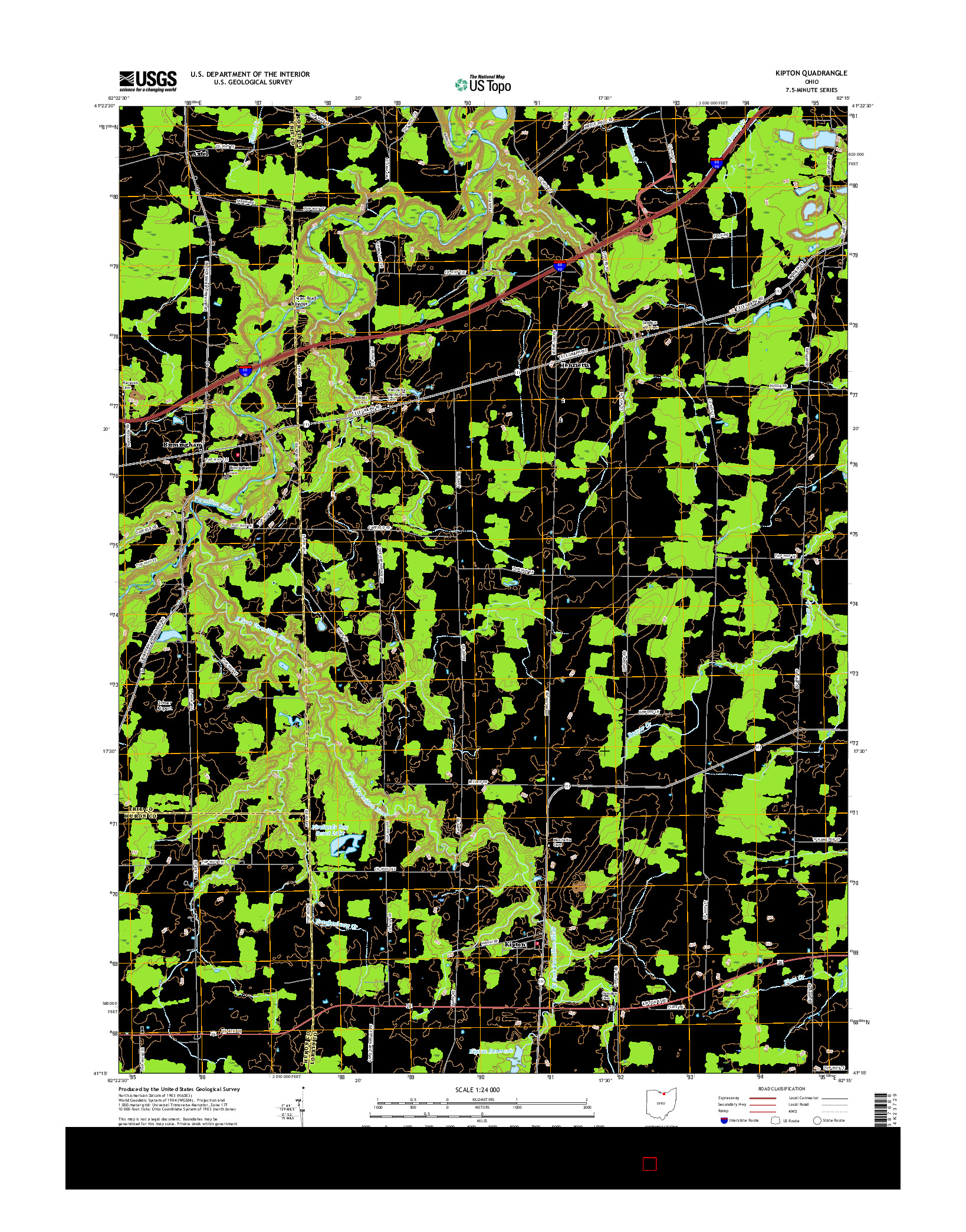 USGS US TOPO 7.5-MINUTE MAP FOR KIPTON, OH 2016