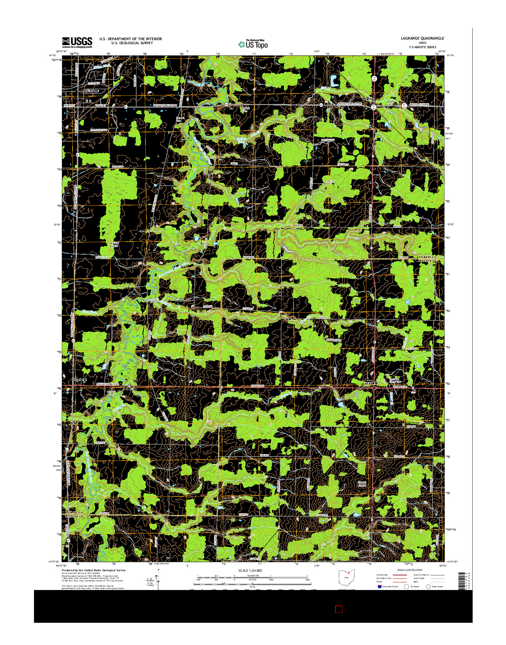 USGS US TOPO 7.5-MINUTE MAP FOR LAGRANGE, OH 2016