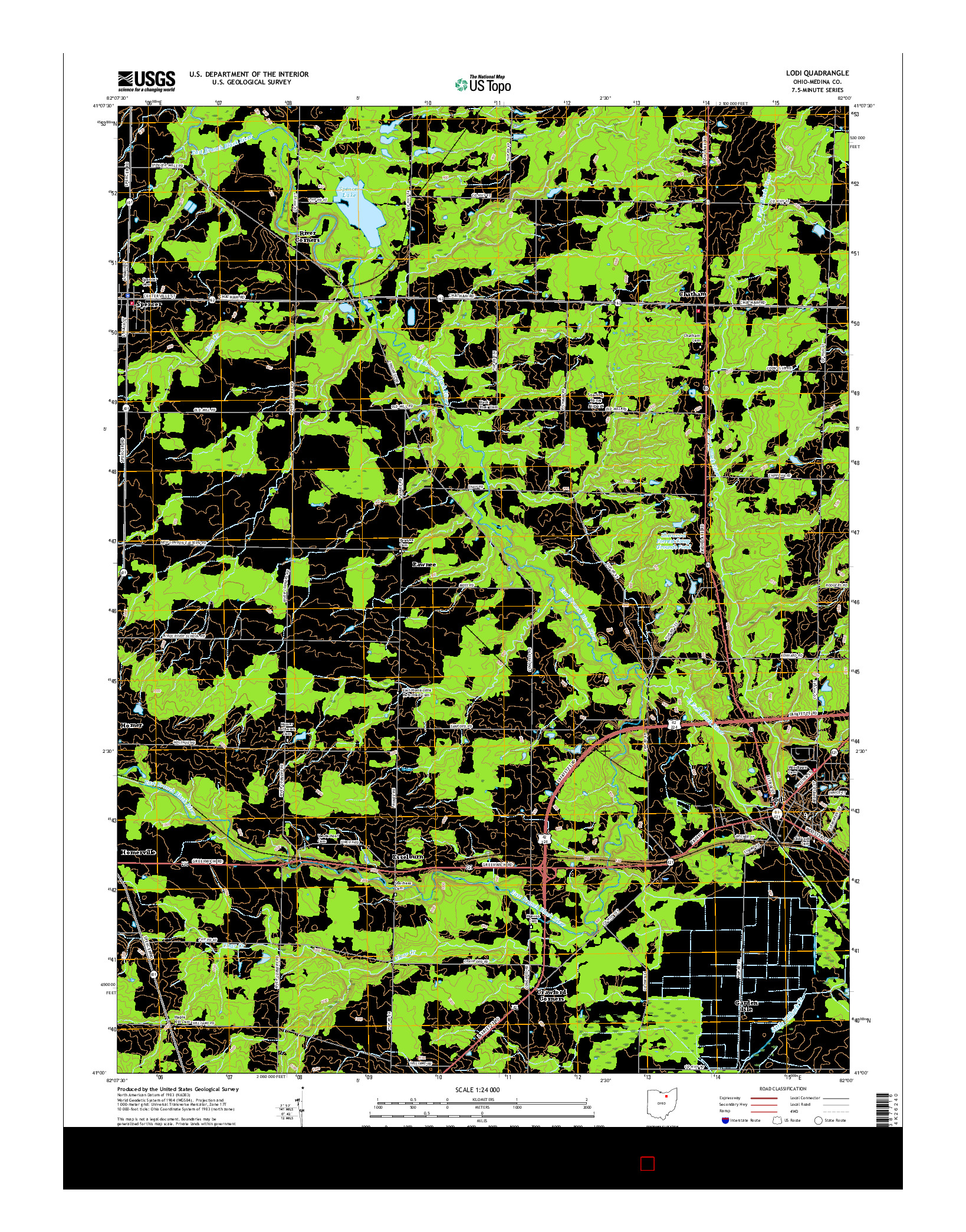 USGS US TOPO 7.5-MINUTE MAP FOR LODI, OH 2016