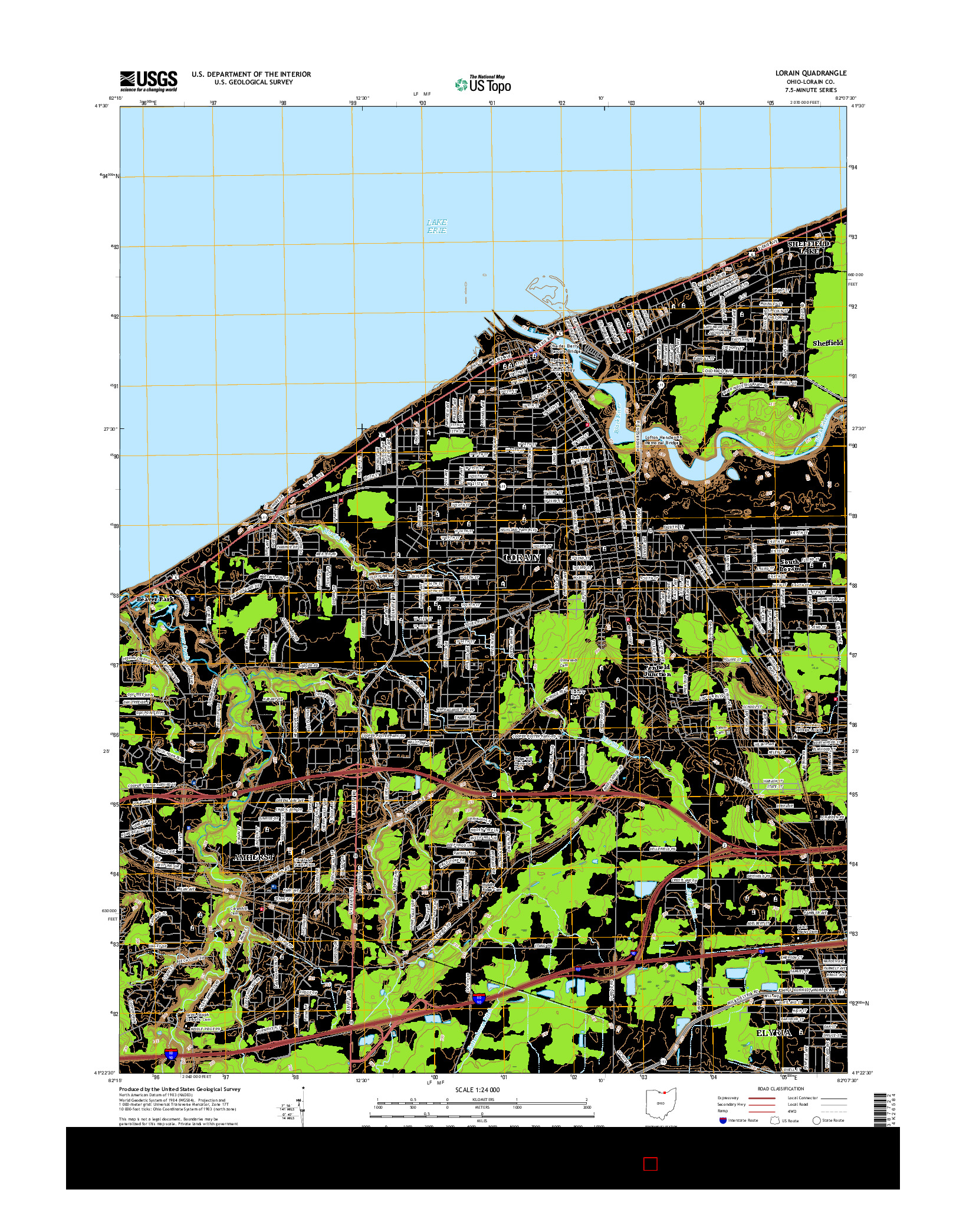 USGS US TOPO 7.5-MINUTE MAP FOR LORAIN, OH 2016