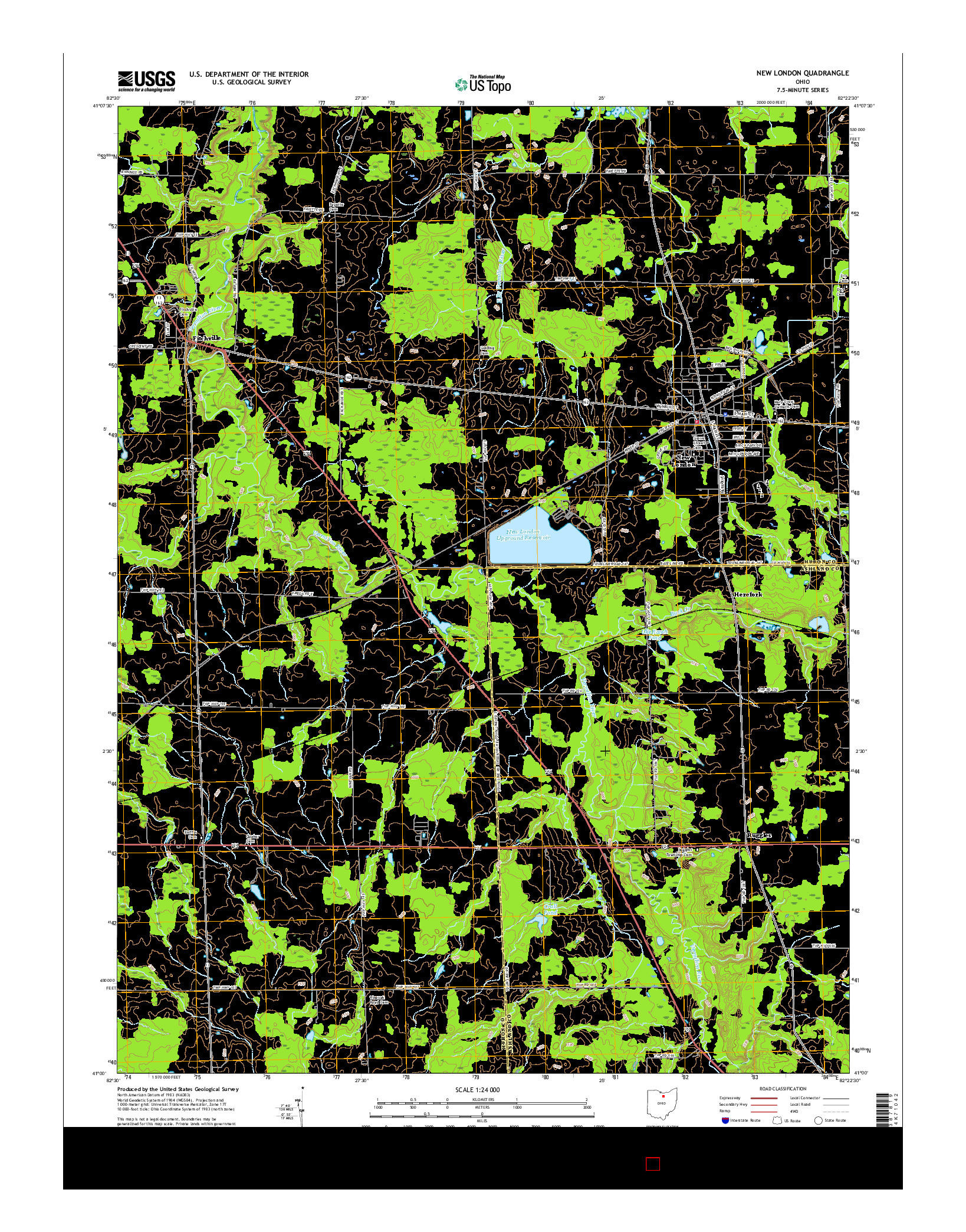 USGS US TOPO 7.5-MINUTE MAP FOR NEW LONDON, OH 2016