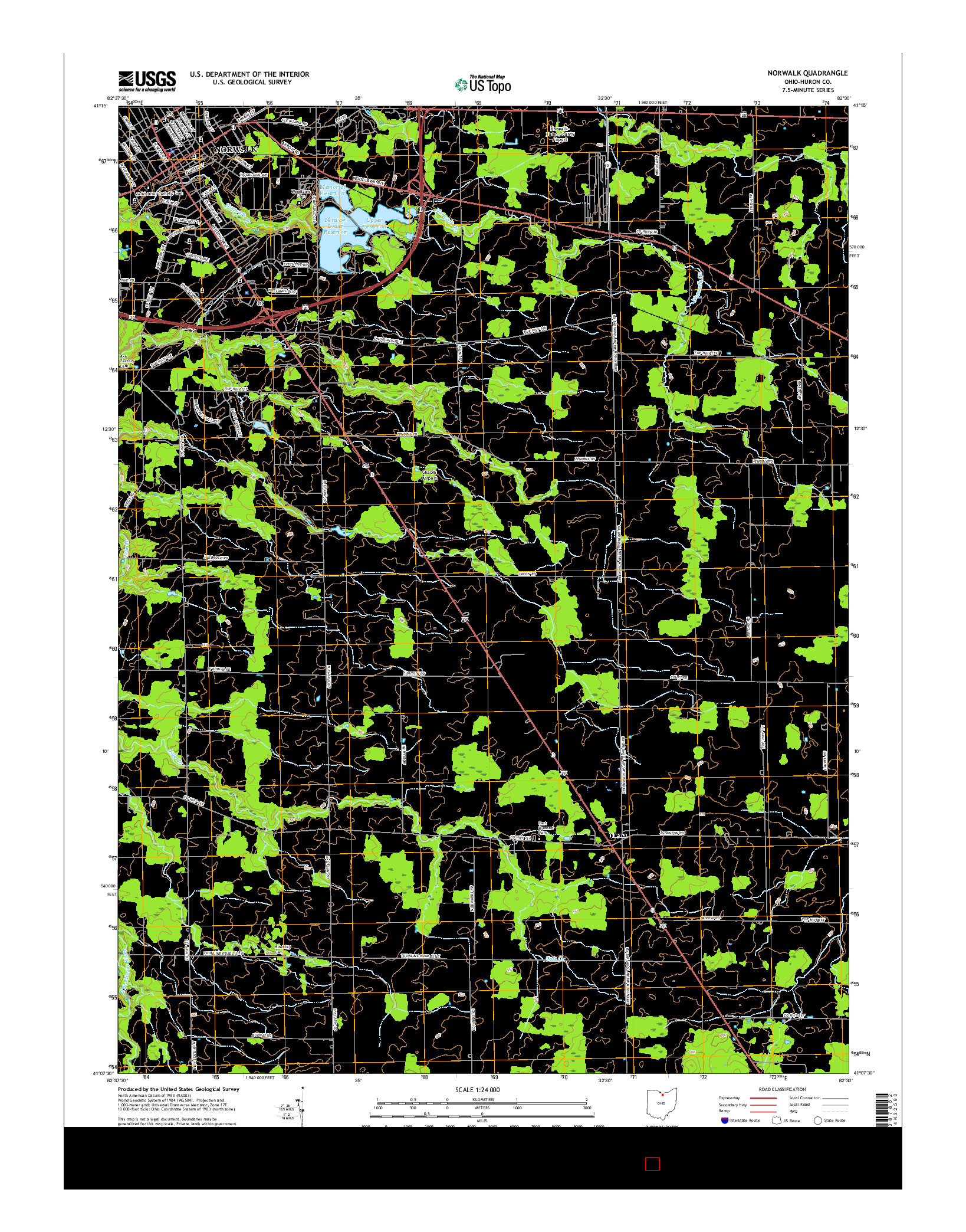 USGS US TOPO 7.5-MINUTE MAP FOR NORWALK, OH 2016