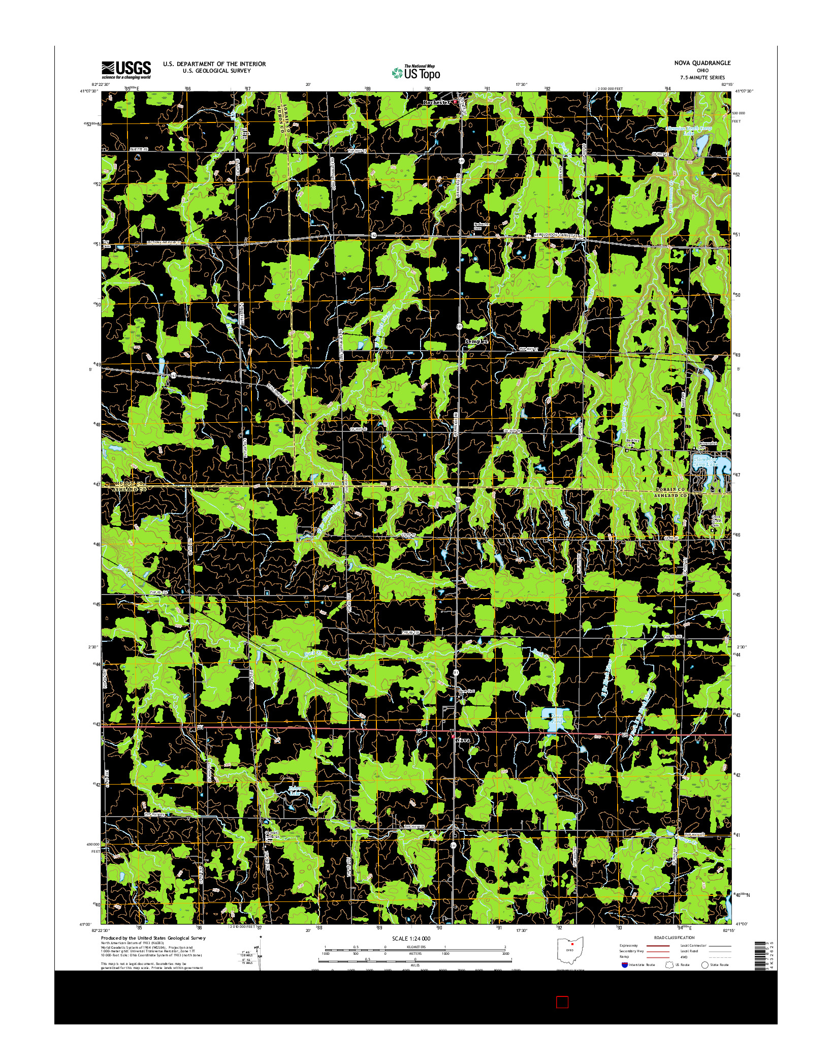 USGS US TOPO 7.5-MINUTE MAP FOR NOVA, OH 2016