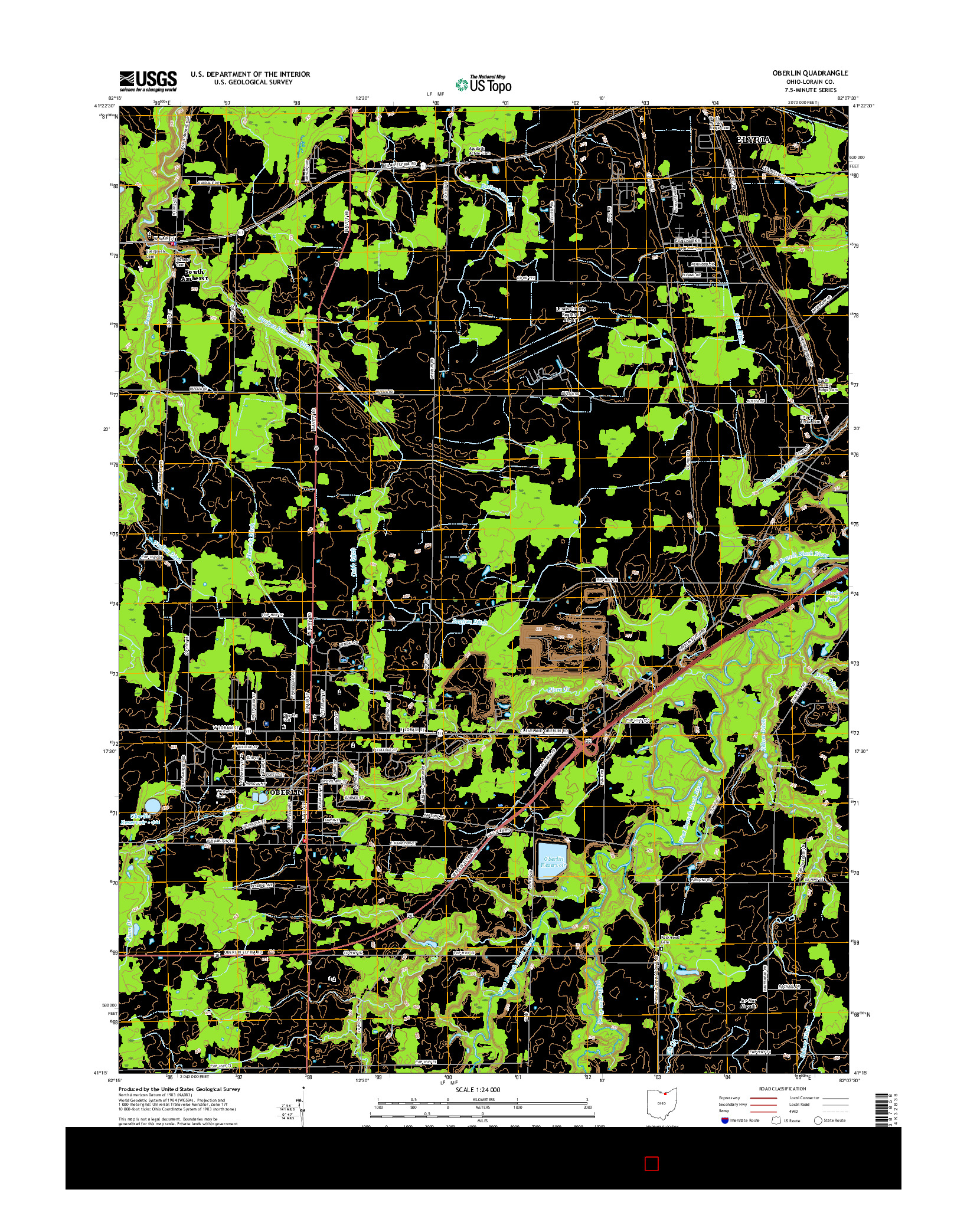 USGS US TOPO 7.5-MINUTE MAP FOR OBERLIN, OH 2016