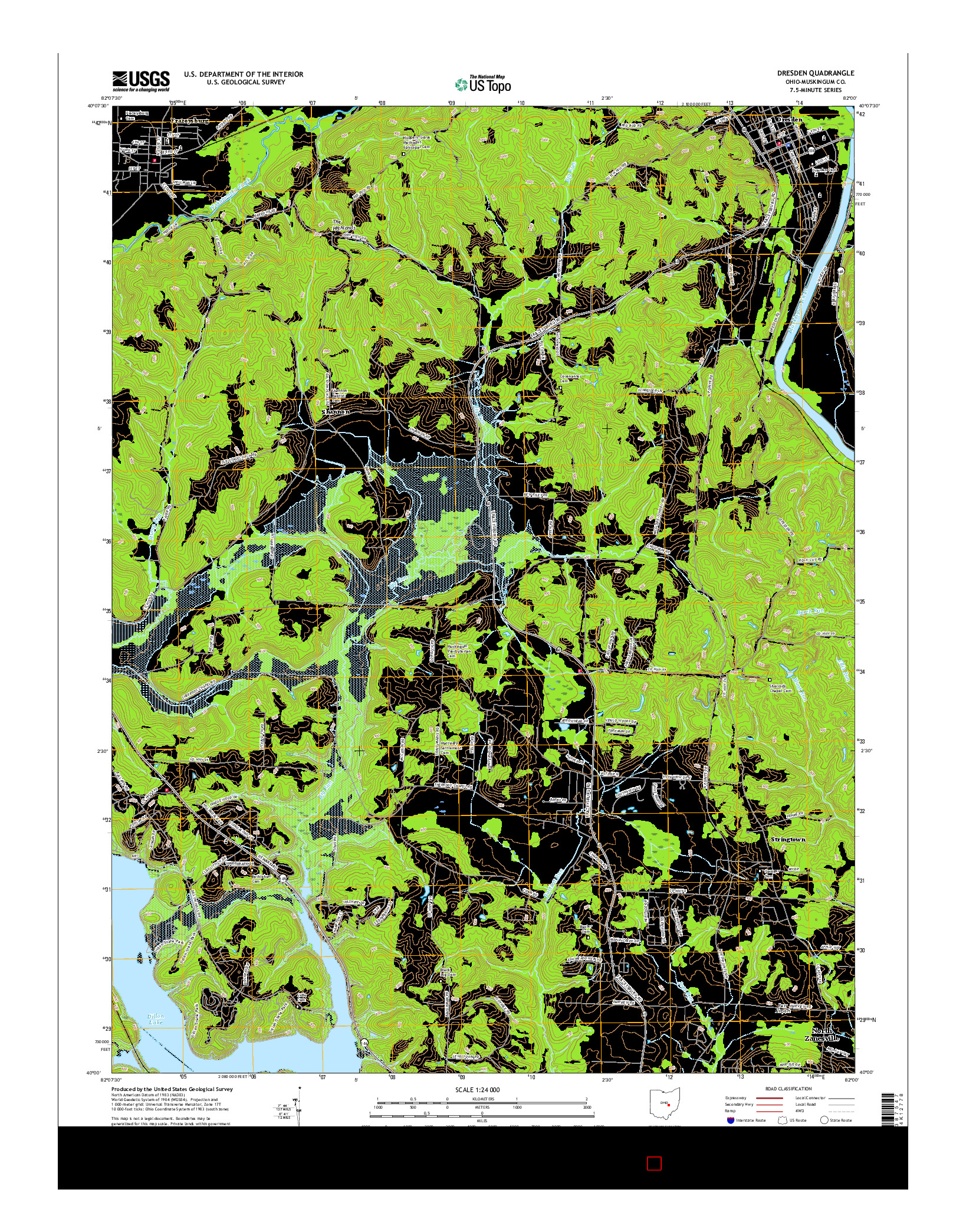 USGS US TOPO 7.5-MINUTE MAP FOR DRESDEN, OH 2016