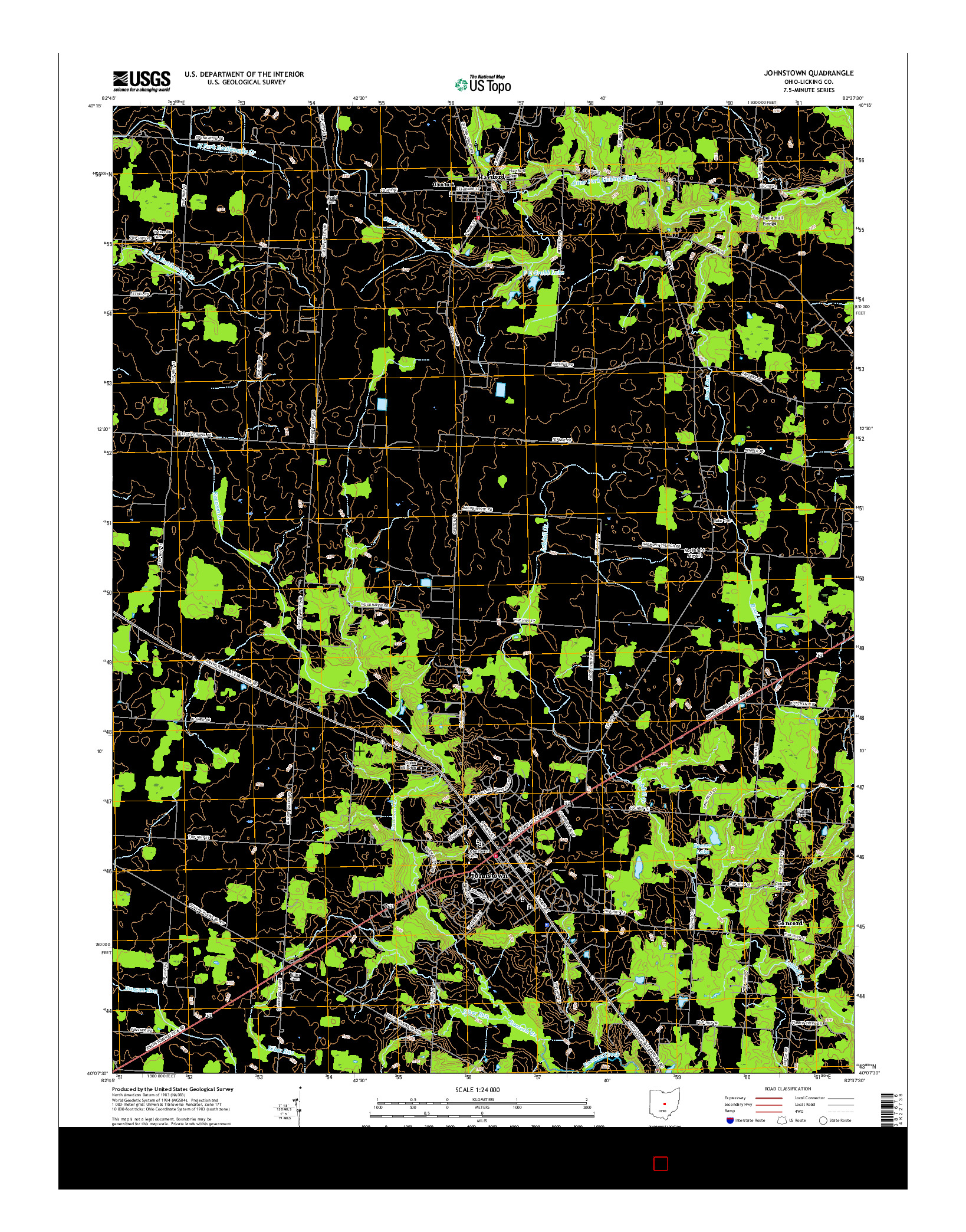 USGS US TOPO 7.5-MINUTE MAP FOR JOHNSTOWN, OH 2016