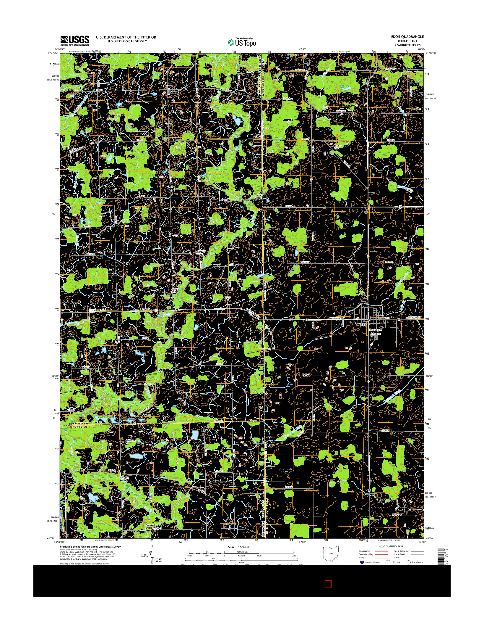 USGS US TOPO 7.5-MINUTE MAP FOR EDON, OH-IN 2016