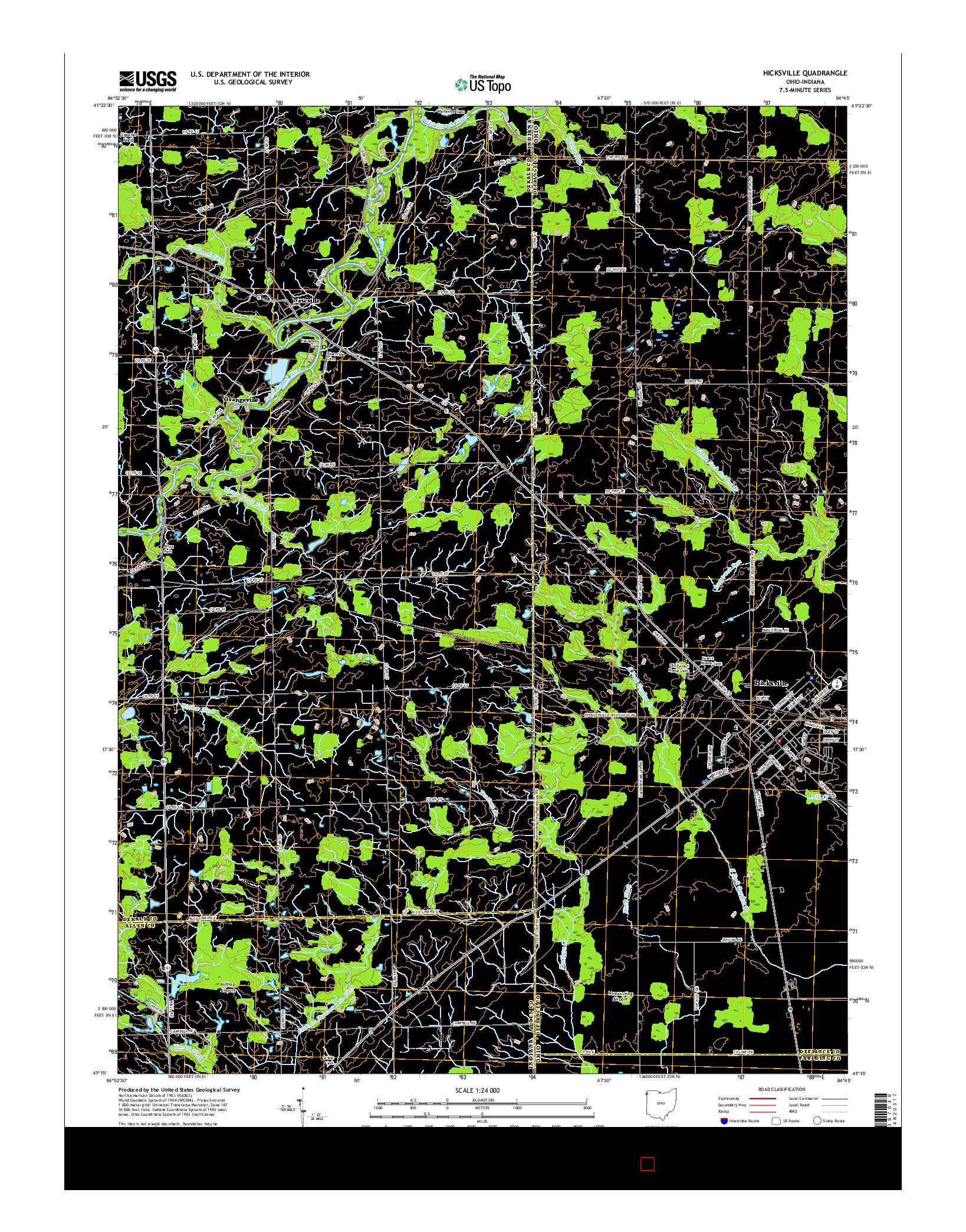 USGS US TOPO 7.5-MINUTE MAP FOR HICKSVILLE, OH-IN 2016