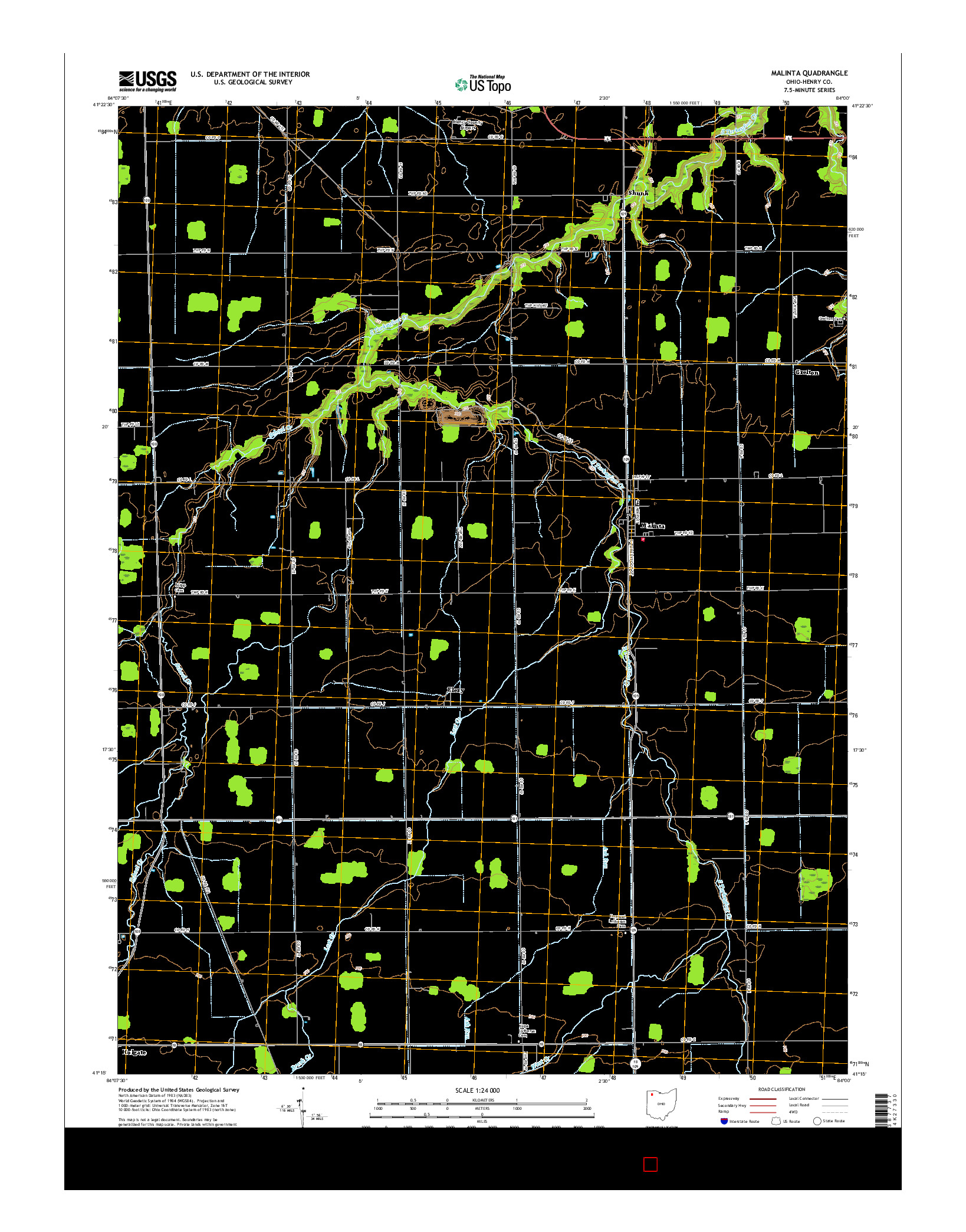 USGS US TOPO 7.5-MINUTE MAP FOR MALINTA, OH 2016