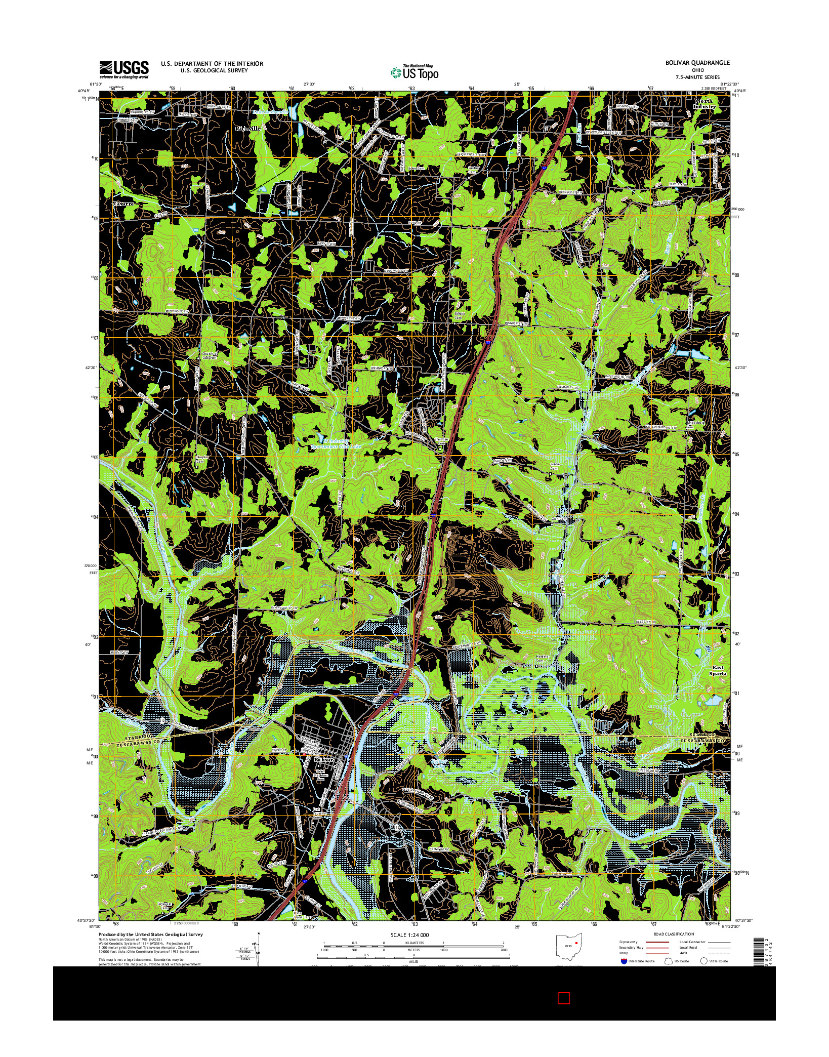 USGS US TOPO 7.5-MINUTE MAP FOR BOLIVAR, OH 2016
