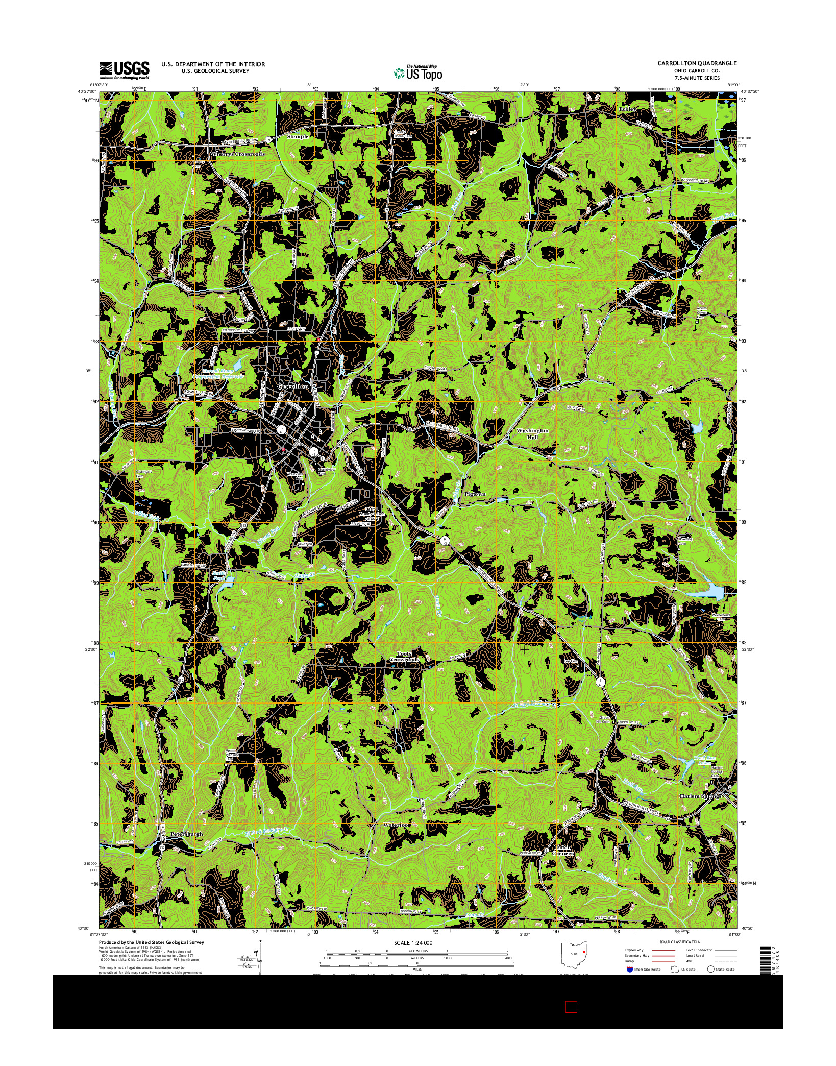 USGS US TOPO 7.5-MINUTE MAP FOR CARROLLTON, OH 2016