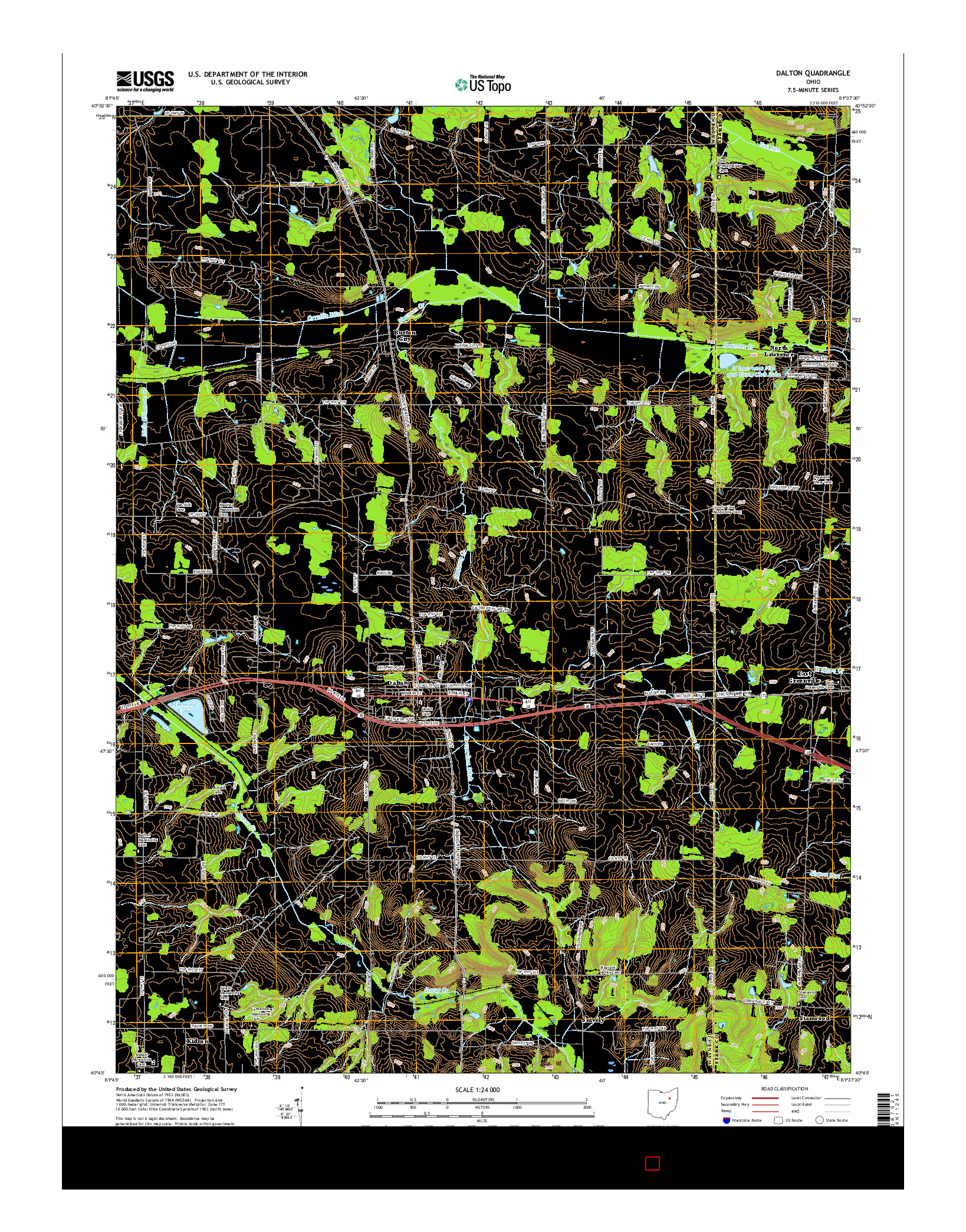 USGS US TOPO 7.5-MINUTE MAP FOR DALTON, OH 2016